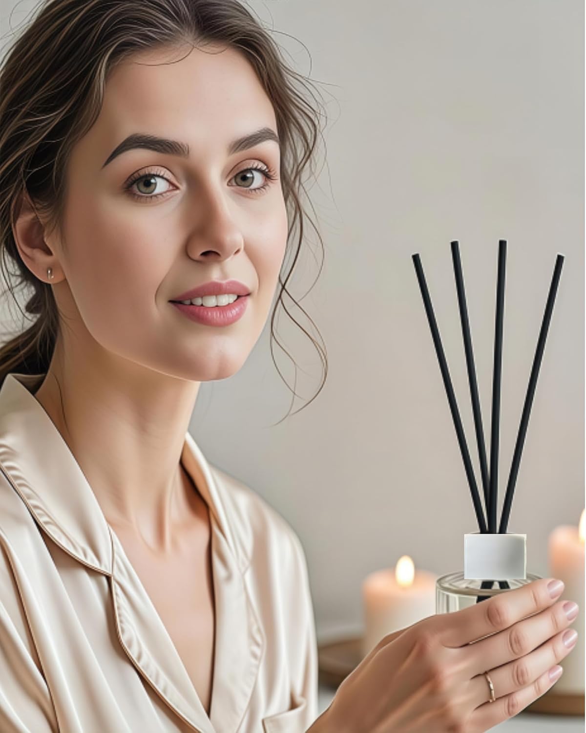 2 PCS Reed Diffuser Bottles Empty, 10Pcs Reed Diffuser Stick, Diffuser Bottle Capacity 50ml (1.7oz) Diffuser Stick 3.5mm-190mm, Suitable for Home, Hotel, Restaurant, Office Aromatherapy Tasks