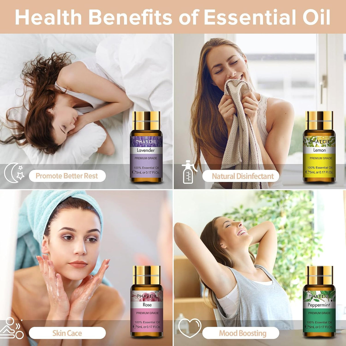 PHATOIL Essential Oil Gift Set for Diffuser