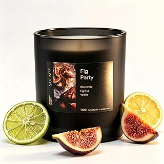 Scented Candle Fig & Fir, Natural Soy Wax Candle, 50 Hour Burn Time, Fruity Gourmand Holiday Candle for Home, Winter Décor, Relaxation & Cozy Nights Fruity Vanilla Wood Scented Candle for Christmas ﻿