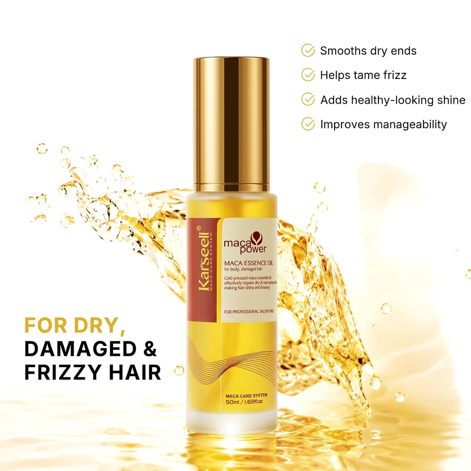 Karseell Moroccan Argan Oil for Hair Healing Cold Pressed Weightless Argan Oil Hair Serum for Dry Damaged Hair 50ml