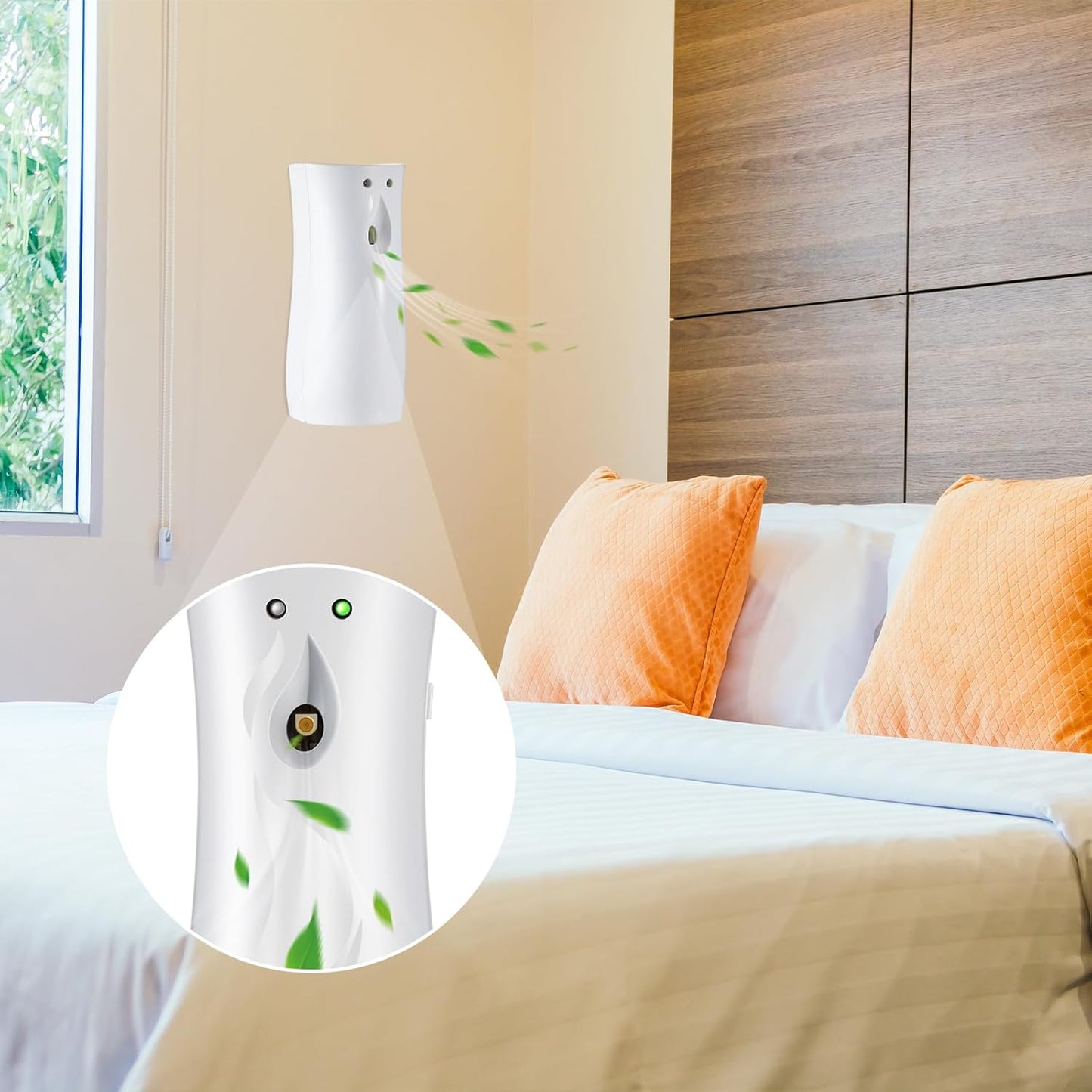 Threlaco 2 Pcs Automatic Air Spray Freshener Dispenser 6.2 oz ABS Plastic Fragrance Standing or Wall Mounted Battery Powered Spray Dispenser for Home Shopping Malls Hotels Offices Bedrooms(White)
