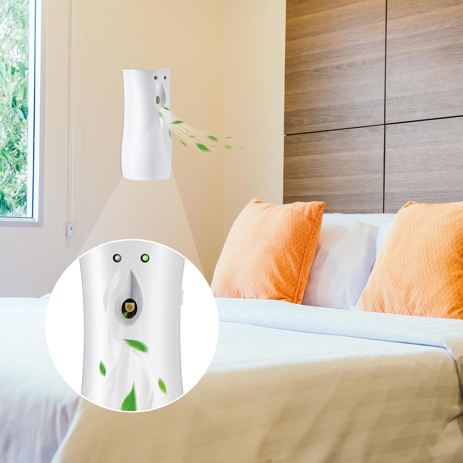 Threlaco 2 Pcs Automatic Air Spray Freshener Dispenser 6.2 oz ABS Plastic Fragrance Standing or Wall Mounted Battery Powered Spray Dispenser for Home Shopping Malls Hotels Offices Bedrooms(White)