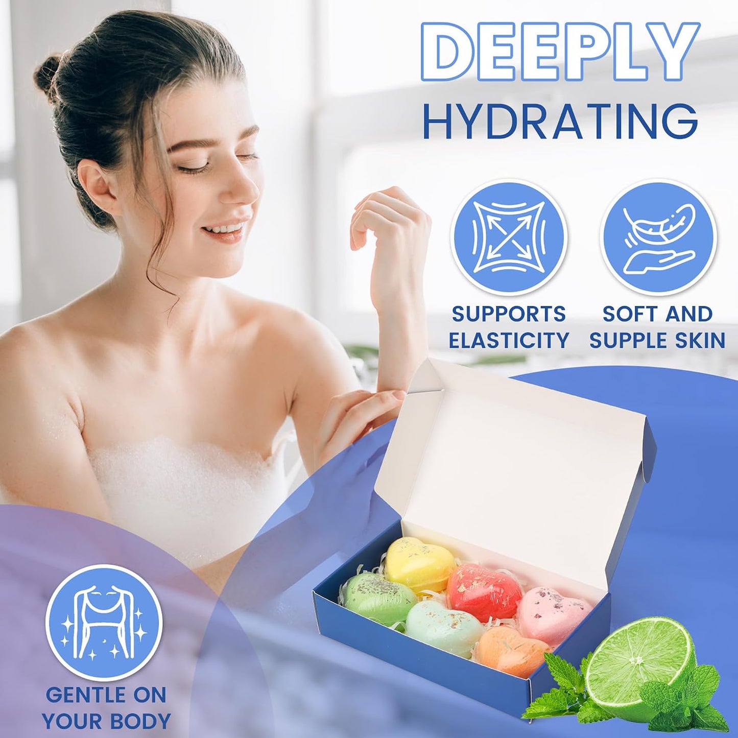 Heart-shaped Bath Bombs Gift Set Handmade Natural Bath Bomb for Women Floating Bubble with Pure Essential Oil for Self Care & SPA Relaxation, Birthday Mothers Day Valentines Christmas Gifts Girlfriend