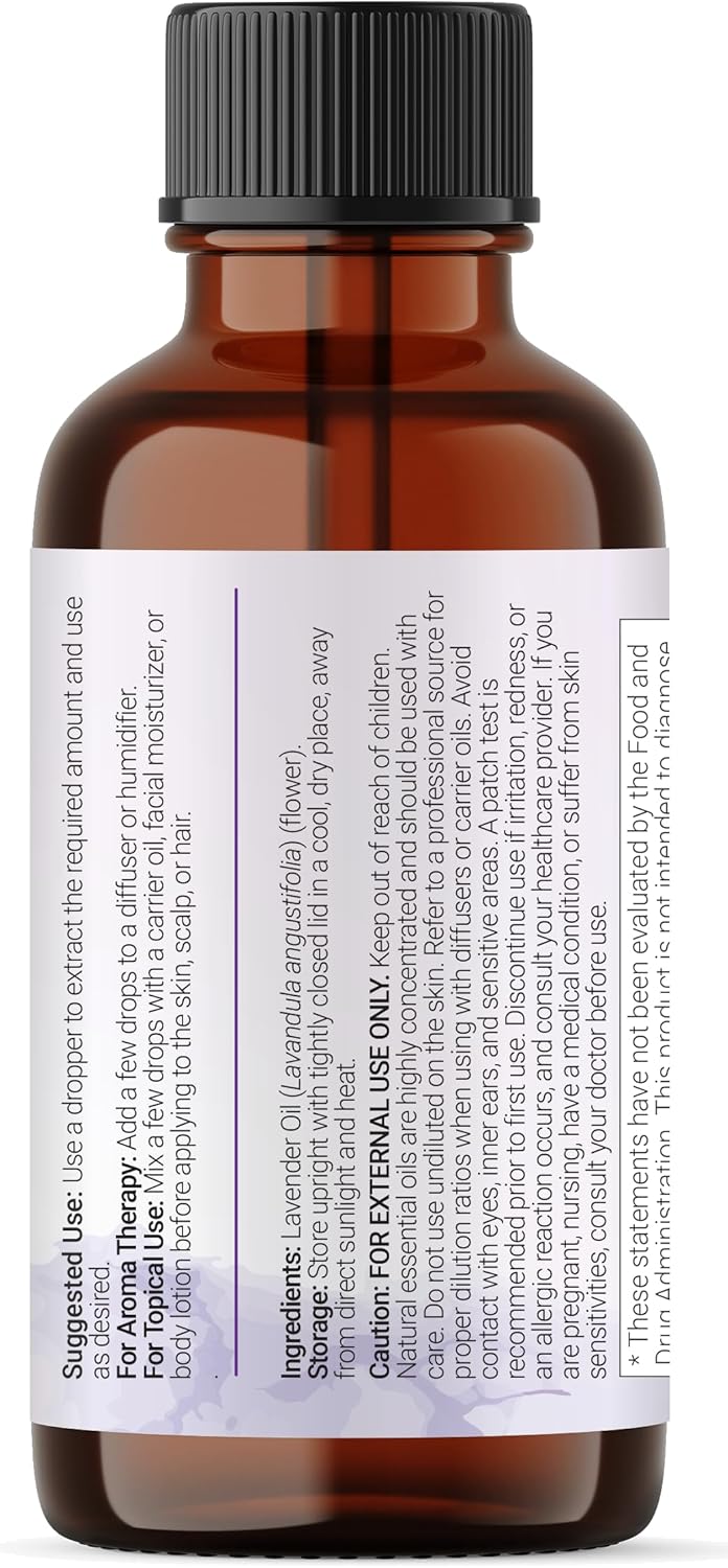 Micro Ingredients Lavender Essential Oil, 8 fl oz | Premium Grade Liquid Drops | DIY for Natural Aromatherapy, Soap, Lotion, Diffuser, Candles, Body & Scalp Massages | Soothing Floral Aroma