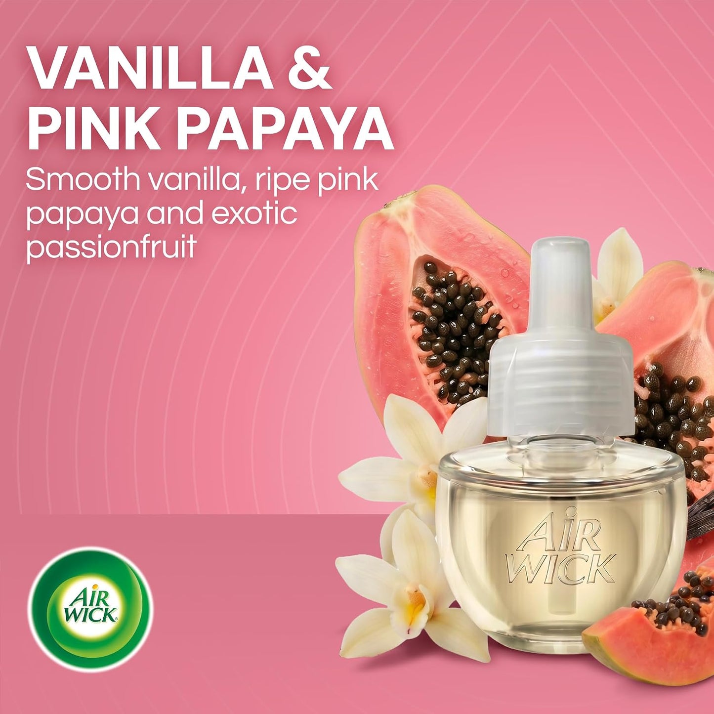 Air Wick Plug-In Scented Oil Refills, 10 Count, Vanilla and Pink Papaya, Air Freshener, Essential Oils, Eco Friendly