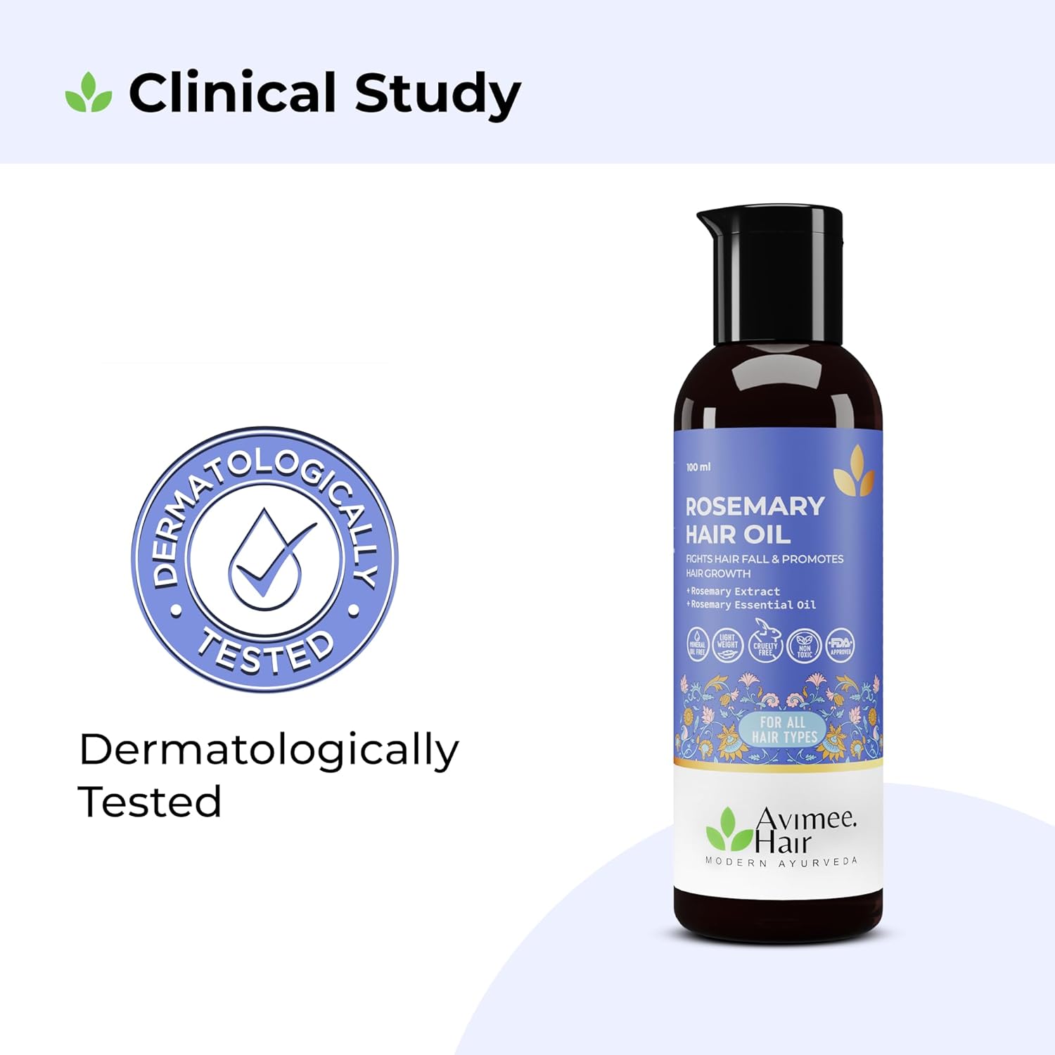 AVIMEE HERBAL Rosemary Hair Oil | For Hair Growth, Hair Fall Control and Dandruff | 100% Pure & Natural | Mineral Oil Free | 100mL