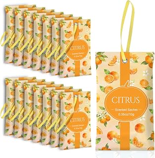 SCENTORINI Scented Sachets for Drawers and Closets, Citrus Scent 14 Pack, Home Fragrance Sachets Bags Wardrobe Freshener for Dresser, Closets, Clothes Storage, Small Space, Suitcases