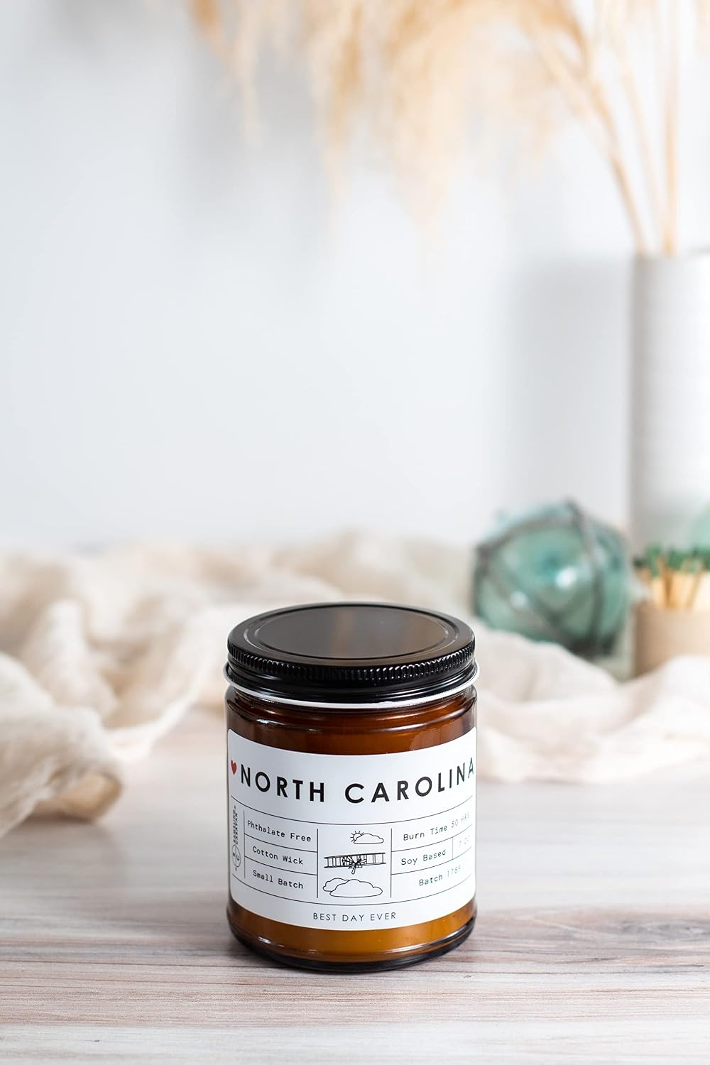 North Carolina State Candle - Rambling Caravan - Soy/Coconut Wax, Cotton Wick, Phthalate Free (7oz) - Pumpkin Caramel Crunch