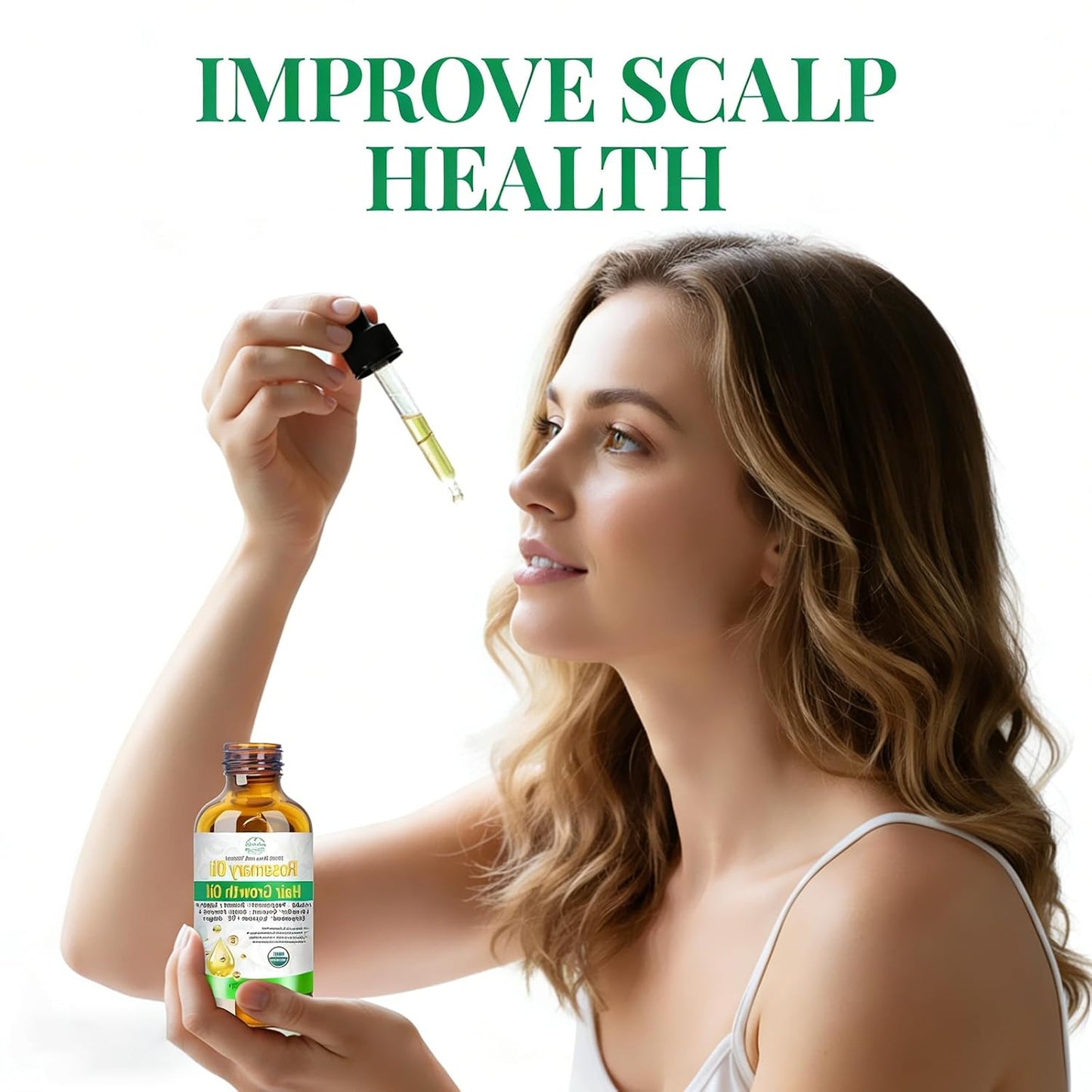 Rosemary Oil for Hair Growth, Organic Hair Oil For Hair Growth USDA Certified Cold Pressed with Castor, Peppermint for Thicker Eyebrows, Scalp Treatment & Repair Damaged Hair – 4 FL OZ
