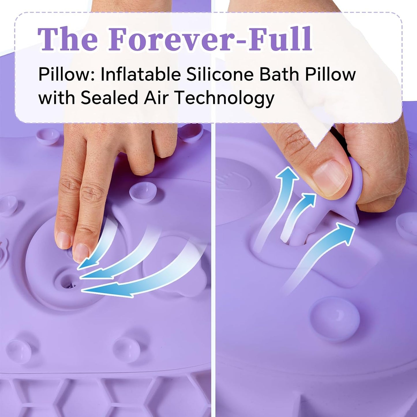 Luxury Silicone Bath Pillow for Tub, New Cloud-Soft 4D Air-Cushion Bathtub Pillow for Head and Neck & Back Support, Strong Suction Cups, Waterproof Quick-Dry Bathtub Headrest (Purple)
