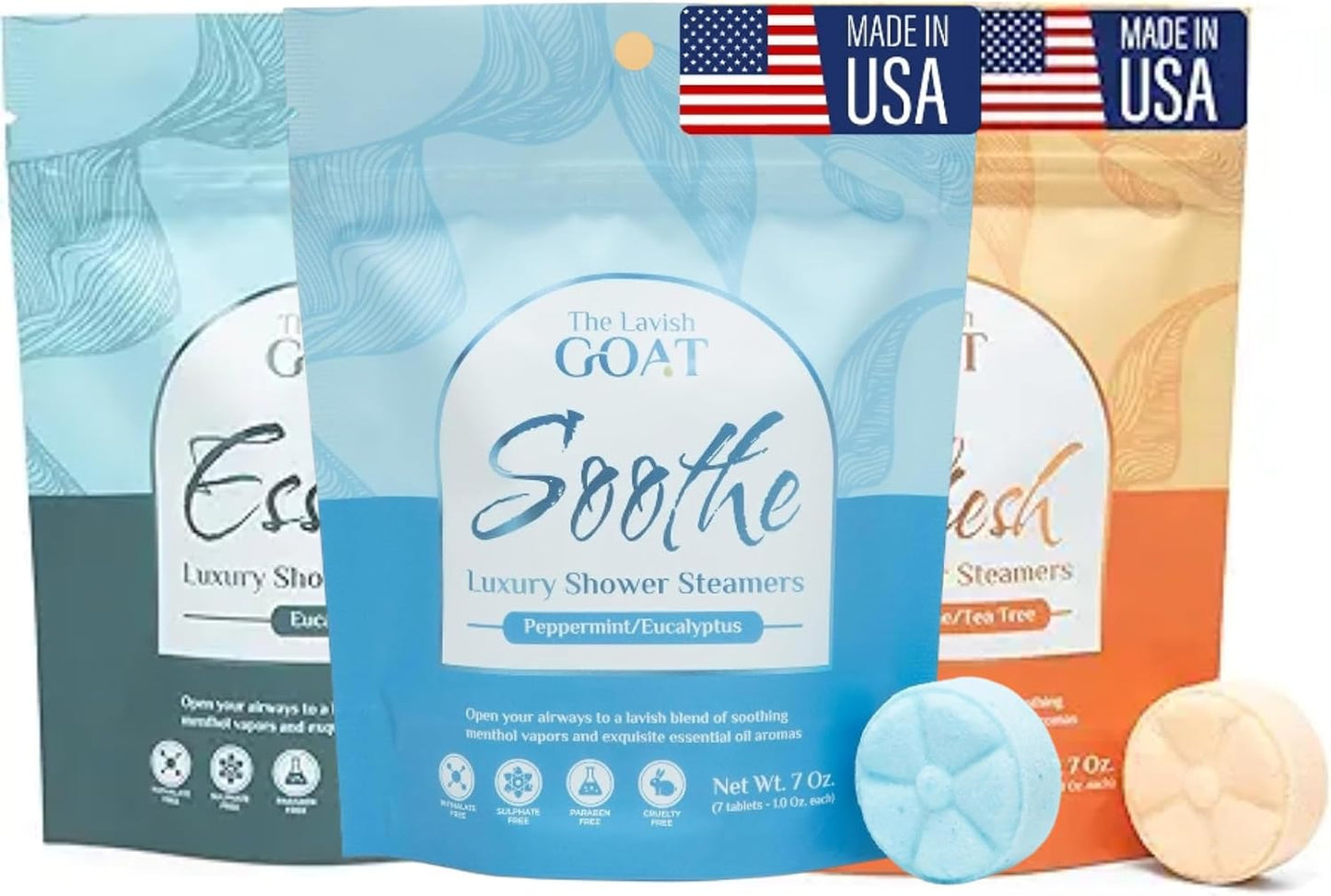 The Lavish Goat USA Made Shower Steamers 21 Count – Aromatherapy Shower Bombs - Tablets for Relaxation & Stress Relief