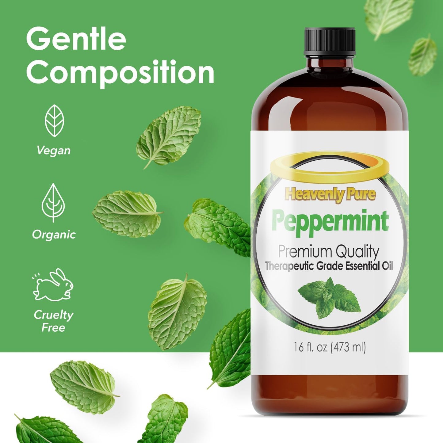 Heavenly Pure Peppermint Essential Oil (16 OZ Bulk) – Natural Sweet Mint Aroma – Peppermint Aromatherapy Oil