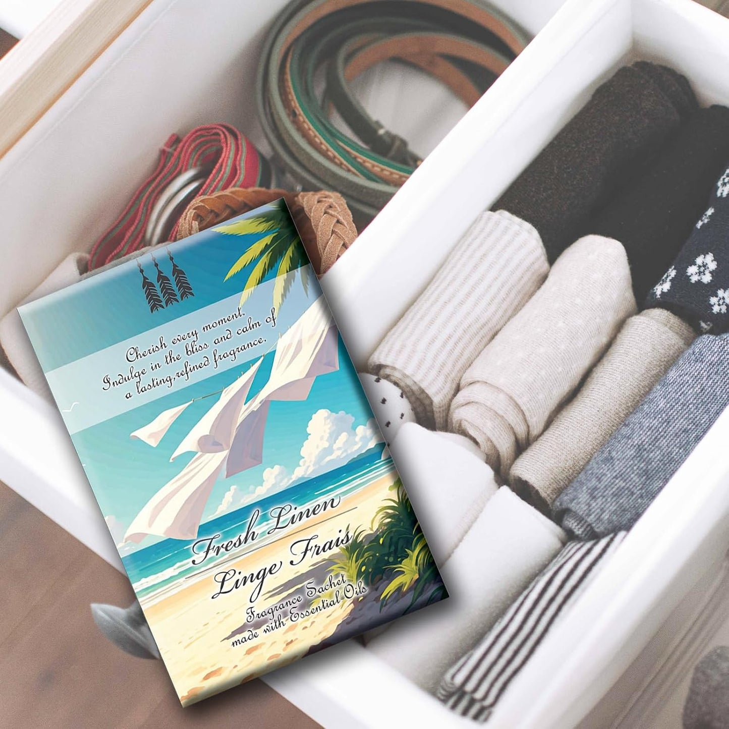 Fresh Linen Scented Fragrance Sachets, 30g Pouch, 4 Pack, Long-Lasting Fragrance for Drawers, Closets, Cars, and Travel – Discreet Deodorizing Packs