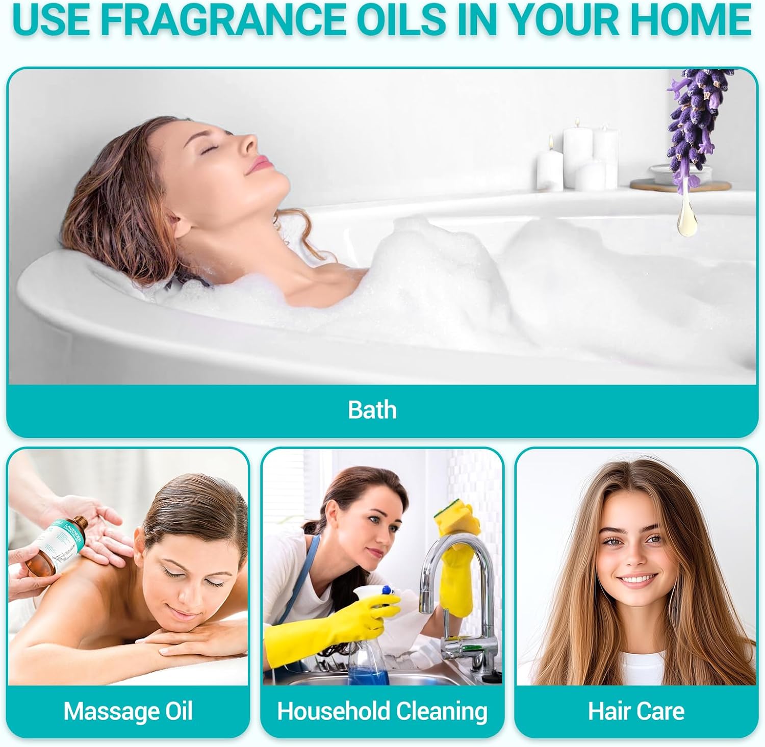 Lavender Essential Oil 3.38 fl oz (100ml), Lavender Oil for Home & Daily Use, for Women & Men, Suitable for Diffuser, Bath & DIY, Large Size for Long-Lasting & Versatile Use