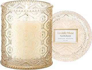 LA JOLIE MUSE Vanilla Zest Scented Candles for Home, Natural Soy, 40 Hrs | Luxury Jar Candle, Clean Non Toxic, Gift for Women & Men, Decorative Gourmand Candles, Pretty Candle, Lemon Coconut Bergamot