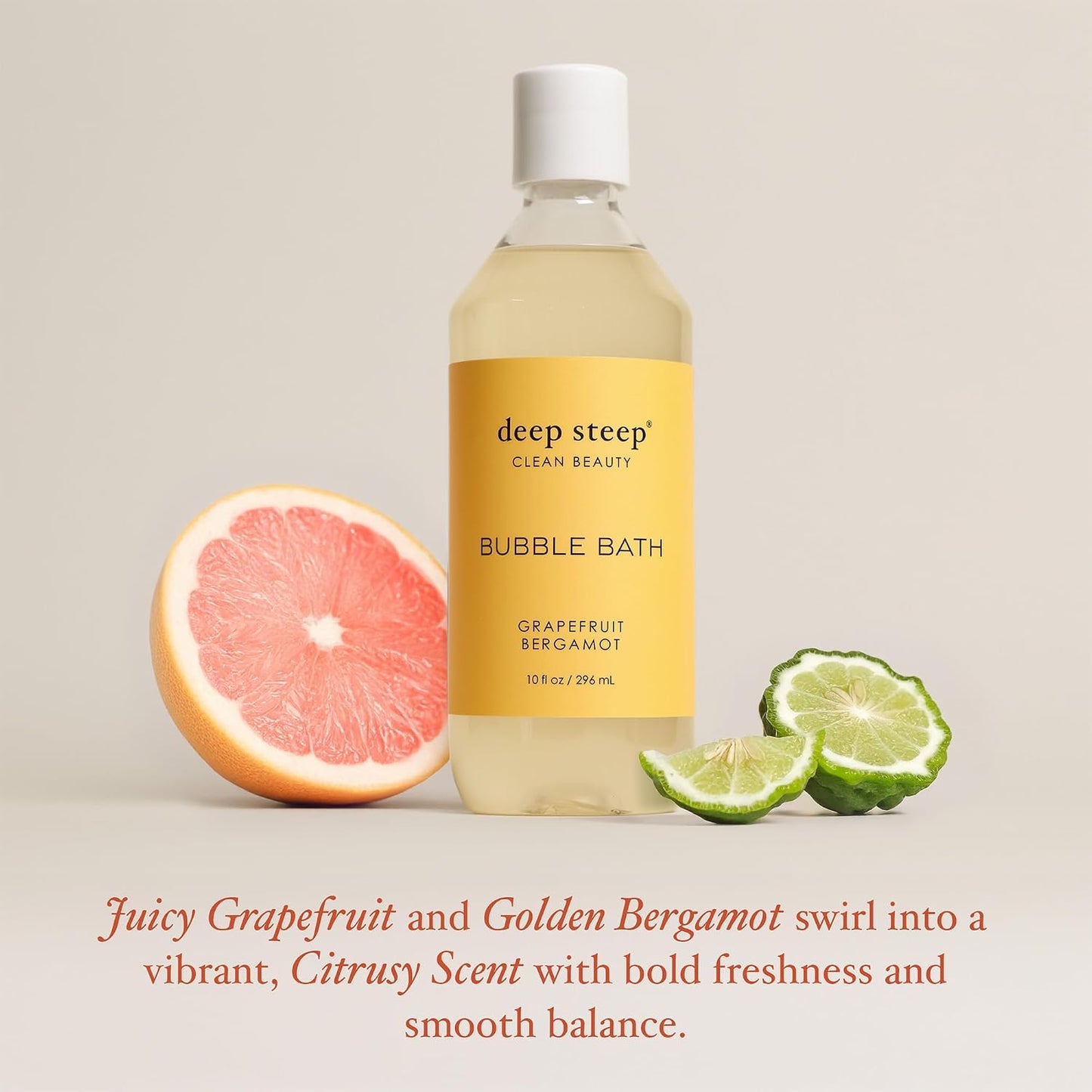 Deep Steep Bubble Bath, Grapefruit Bergamot, 10 oz – Soothing Soak with Shea Butter, Argan Oil, Aloe Vera & Coconut Oil – Vegan, Sulfate-Free, PH-Balanced Clean Beauty