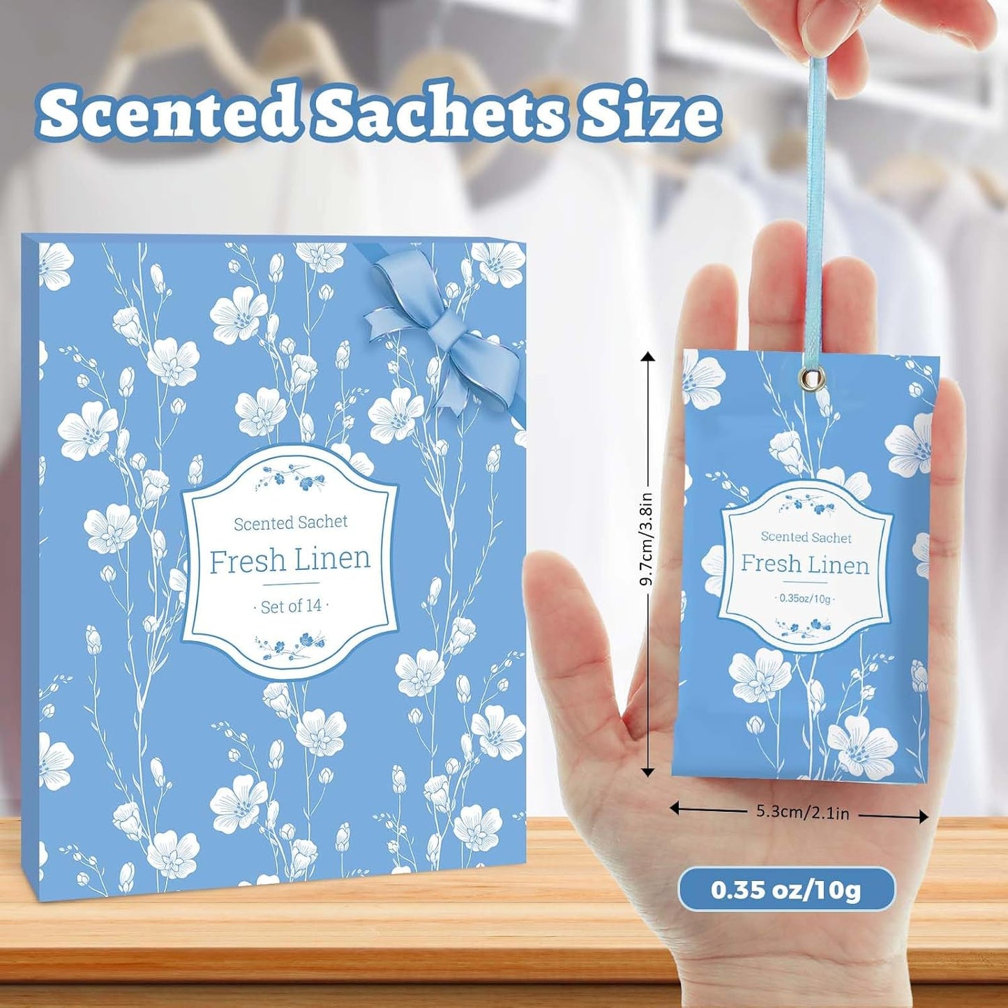 STRN Scented Sachets for Drawer and Closet, Linen Scented Long-Lasting Sachets, 14 Packs for Home Fragrance, Small Space Air Freshener for Wardrobes