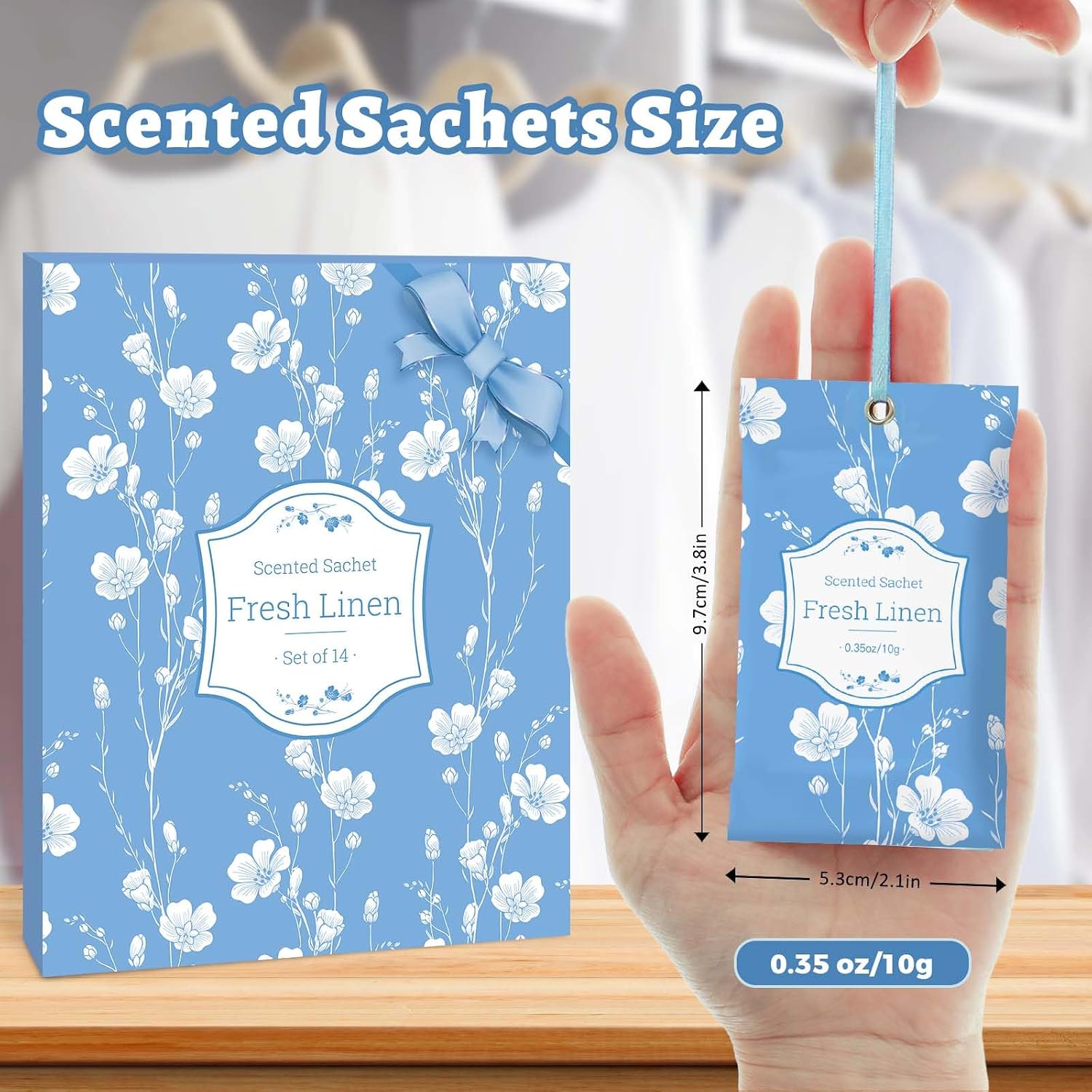 STRN Scented Sachets for Drawer and Closet, Linen Scented Long-Lasting Sachets, 14 Packs for Home Fragrance, Small Space Air Freshener for Wardrobes