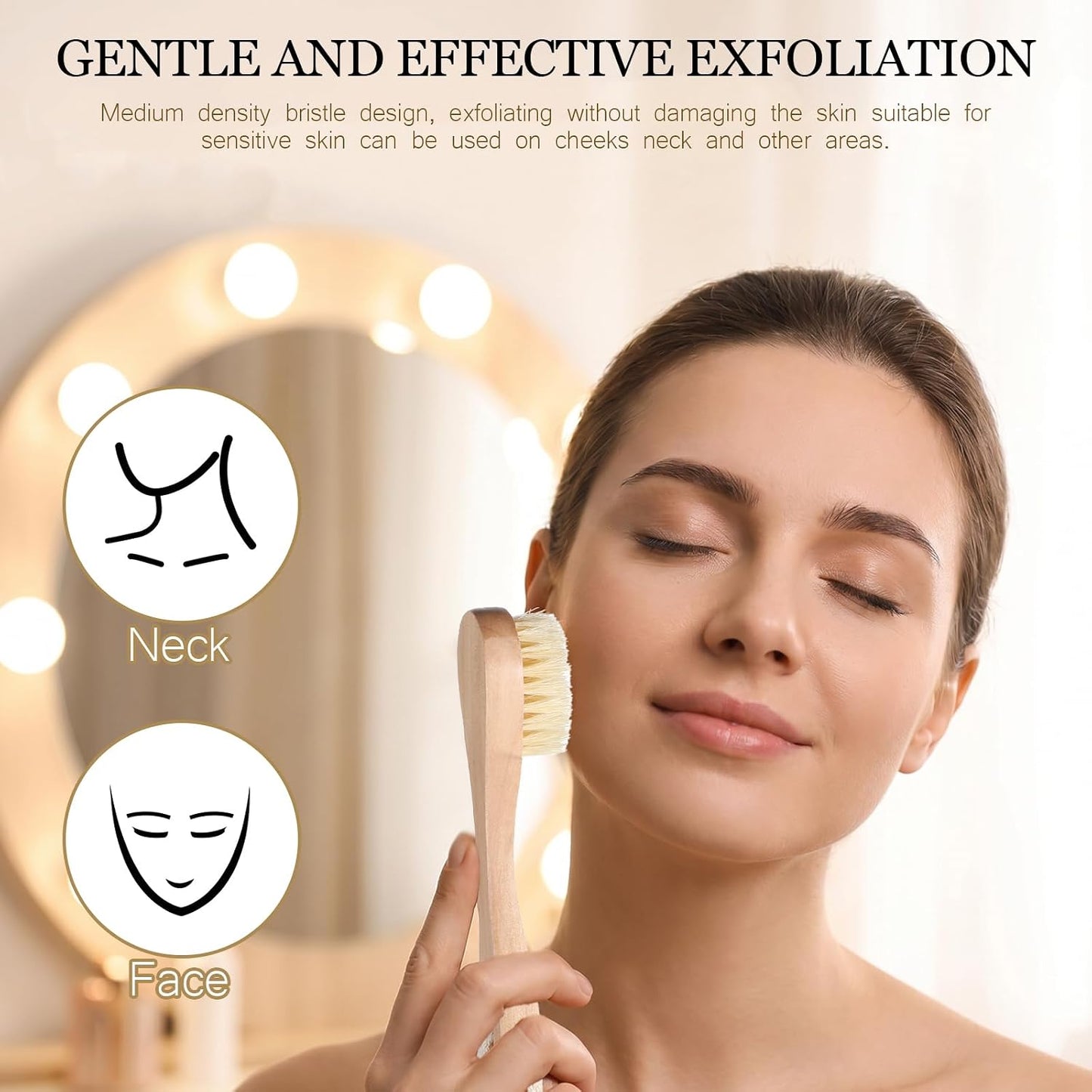 Dry Brush for Face Wooden Facial Brush | Cleansing Exfoliating Face Brushes Wood Handle Facial Cleanser for Skin Care Body Cleaning Exfoliating Neck Chest Nails