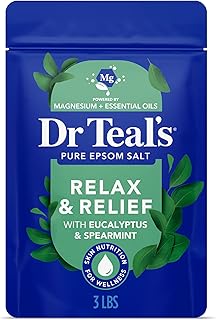 Dr Teal's Epsom Salt Magnesium Soak, Relax & Relief with Eucalyptus & Spearmint Essential Oils, 3 lbs