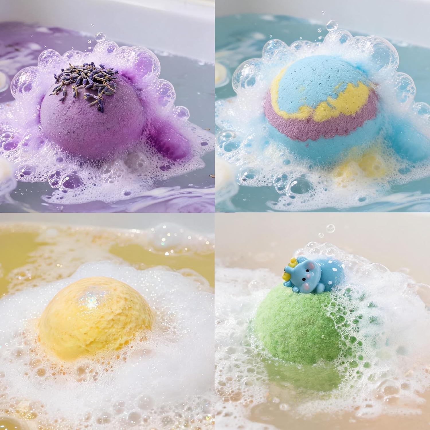 12 Pack Bath Bomb Gift Set - Large 2.1oz / 60g Shea Butter Spa Fizzies with Hidden Surprise Inside - Mineral-Rich Non-Staining Moisturizing Formula for Adults
