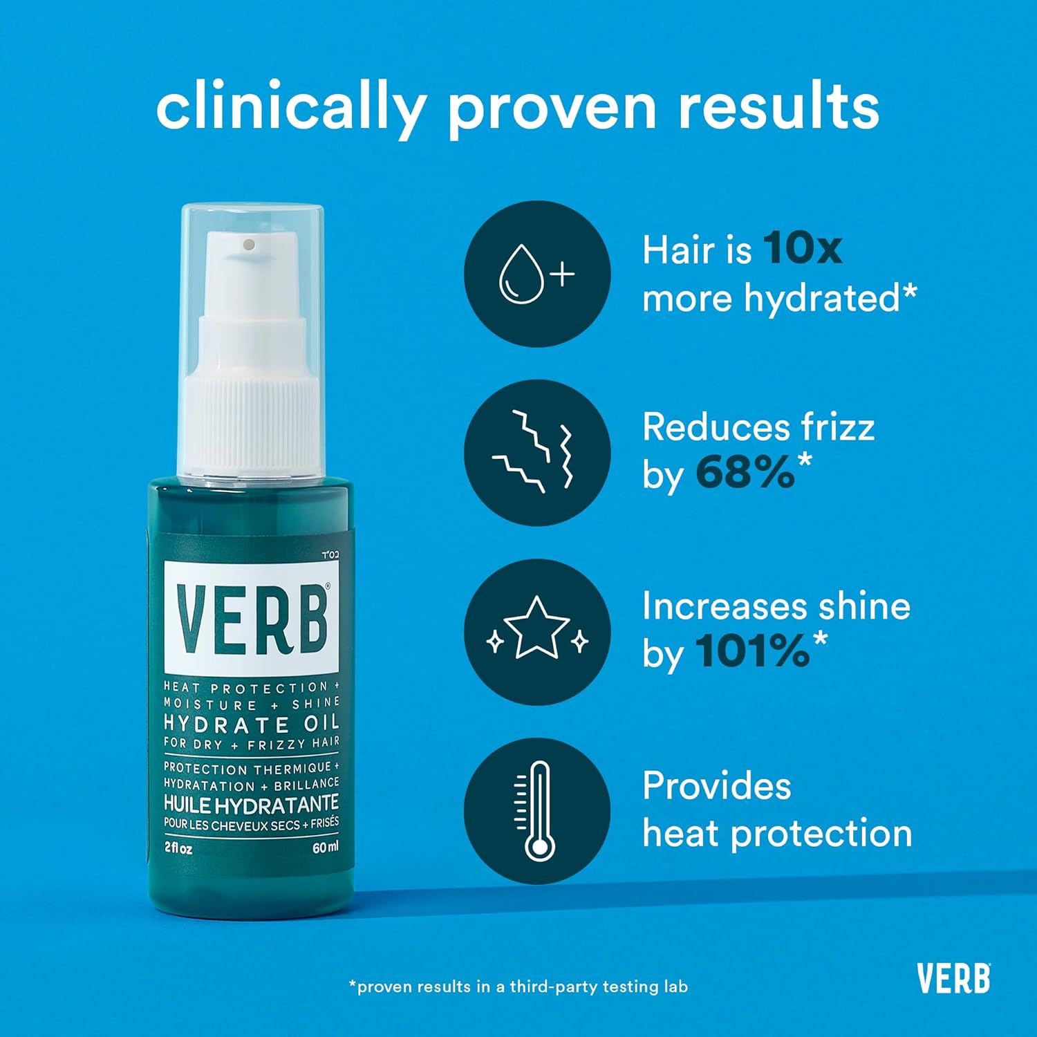 VERB Hydrate Oil - Add Moisture -Increases Shine - Smooth Frizz - Heat Protection for Dry + Frizzy Hair - Amber + Warm Jasmine Scent