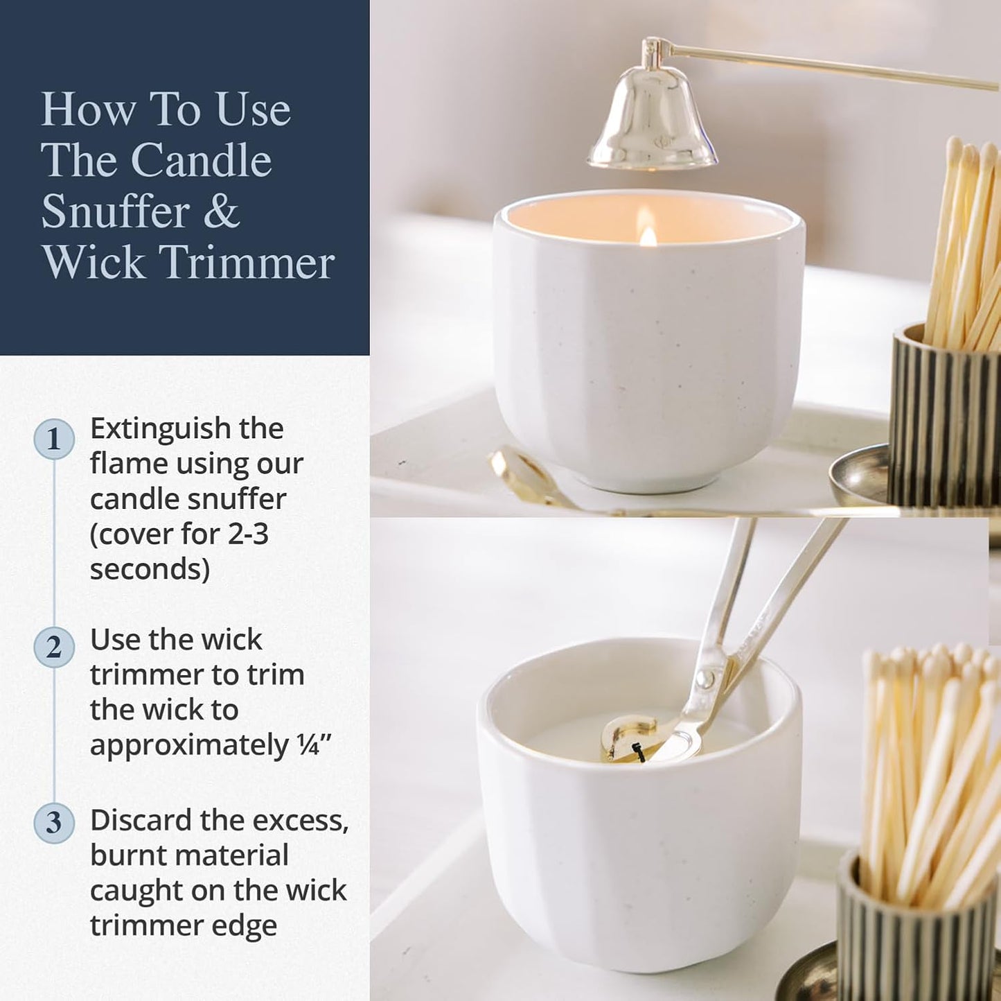 Airy Abode Candle Snuffer and Wick Trimmer Set, Bell Snuffer Gift Box, Stainless Steel Candle Care Accessory for Home Decor, Black