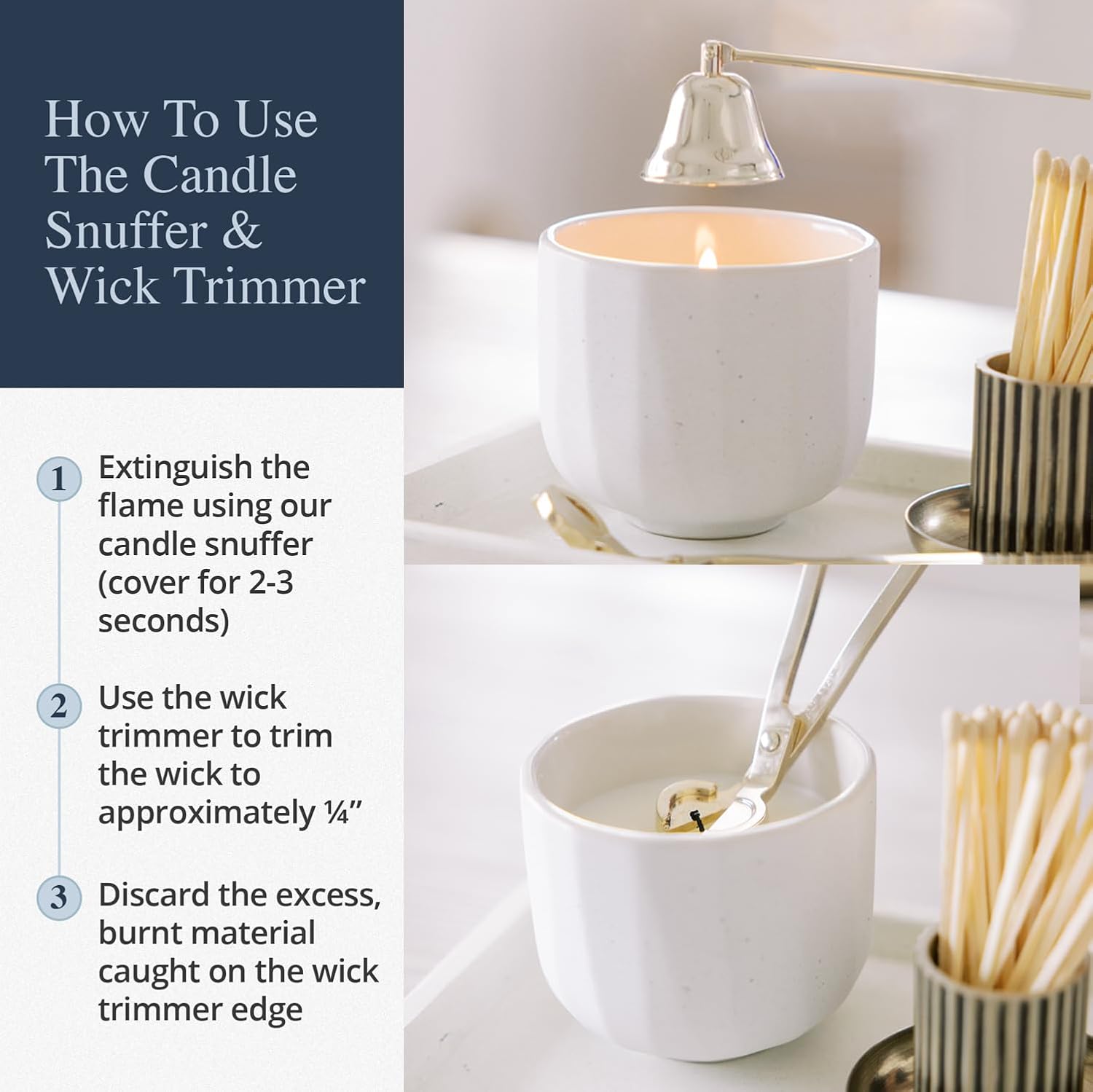 Airy Abode Candle Snuffer and Wick Trimmer Set, Bell Snuffer Gift Box, Stainless Steel Candle Care Accessory for Home Decor, Black