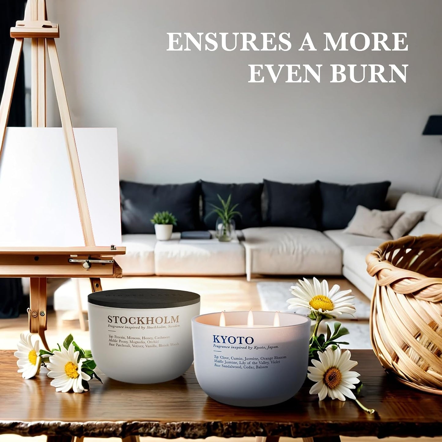 Sandalwood Jasmine Scented Candle,16oz 3 Wick Large Soy Wax Candle, 60+ Hour Burn | Non Toxic Aromatherapy Candle for Home, Meditation & Stress Relief | Luxury Candle Gift for Women and Men