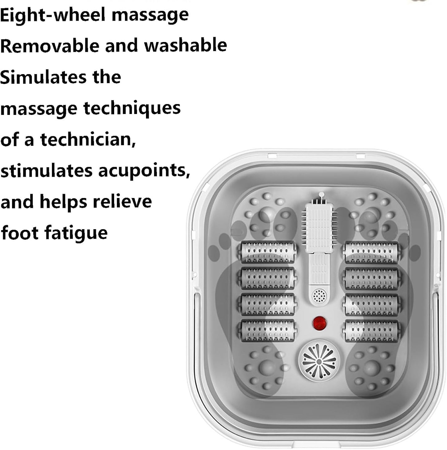 Foot Spa Bath Massager with Heat, Bubbles, 8 Massage Roller Pedicure, Tub for Feet Stress Relief, Foot Soaker with Mini Acupressure Massage Points Temperature Control