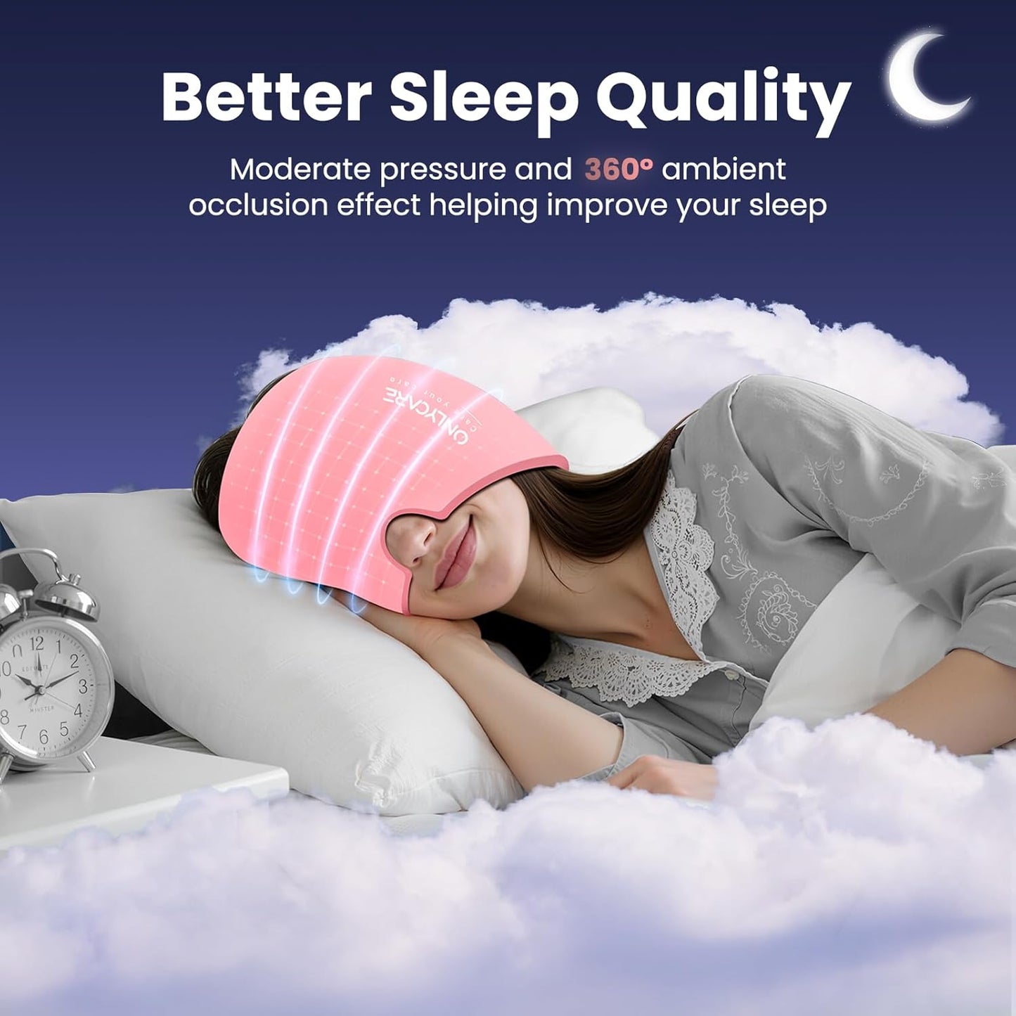 ONLYCARE Migraine Relief Cap, Soothing Headache Ice Face Pack Mask, Headache Relief Hat for Migraine Relief, Cold Compress Head Wrap for Sinus, Tension, Stress & Hangover, Self Care Gifts for Women