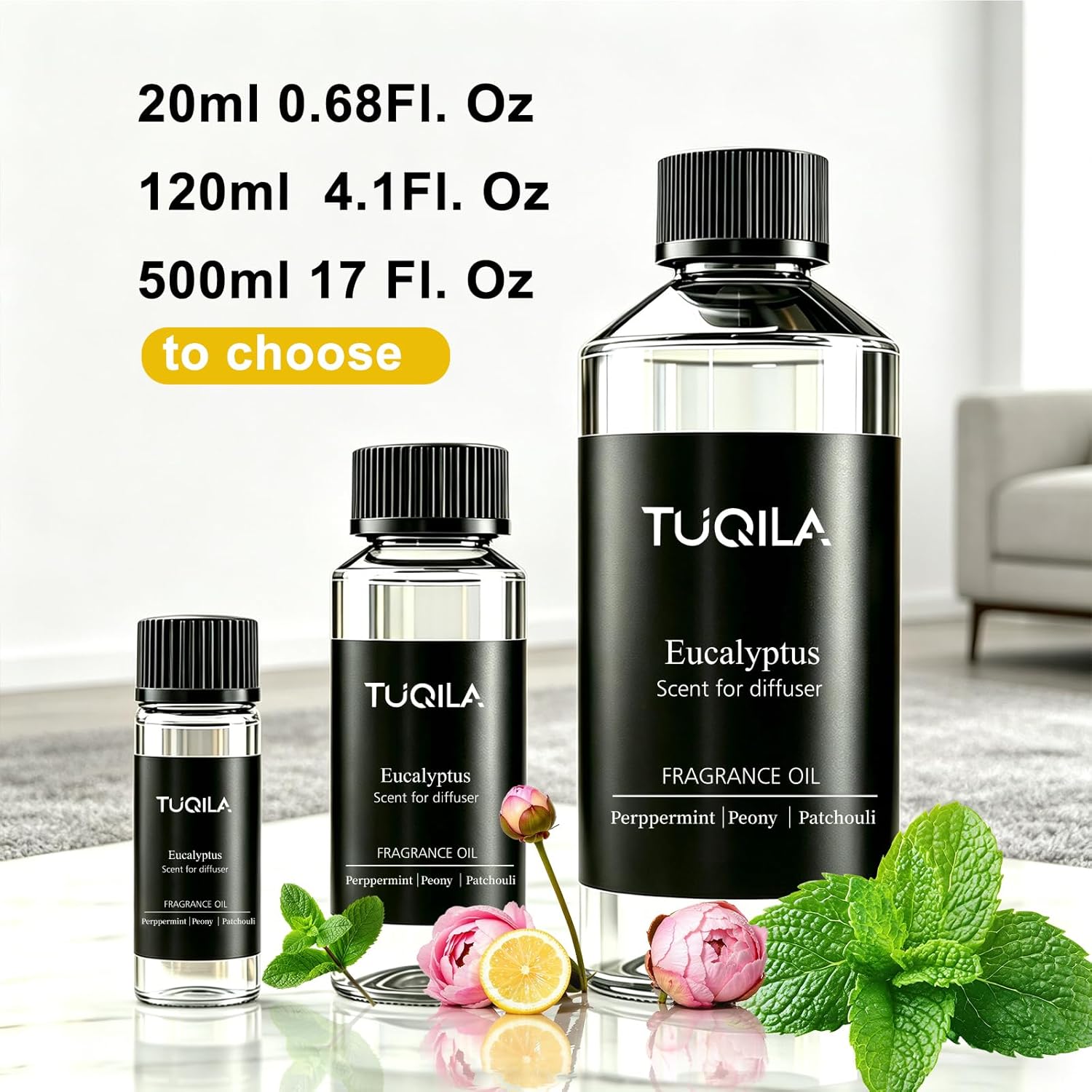 Waterless Essential Oil 20ml Eucalyptus Hotel Scent- Lemon, Bergamot, Ocean, Jasmine, Amber& Musk Fragrance for Home, Hotel, Office, Car Aroma Scent Oils for Diffusers