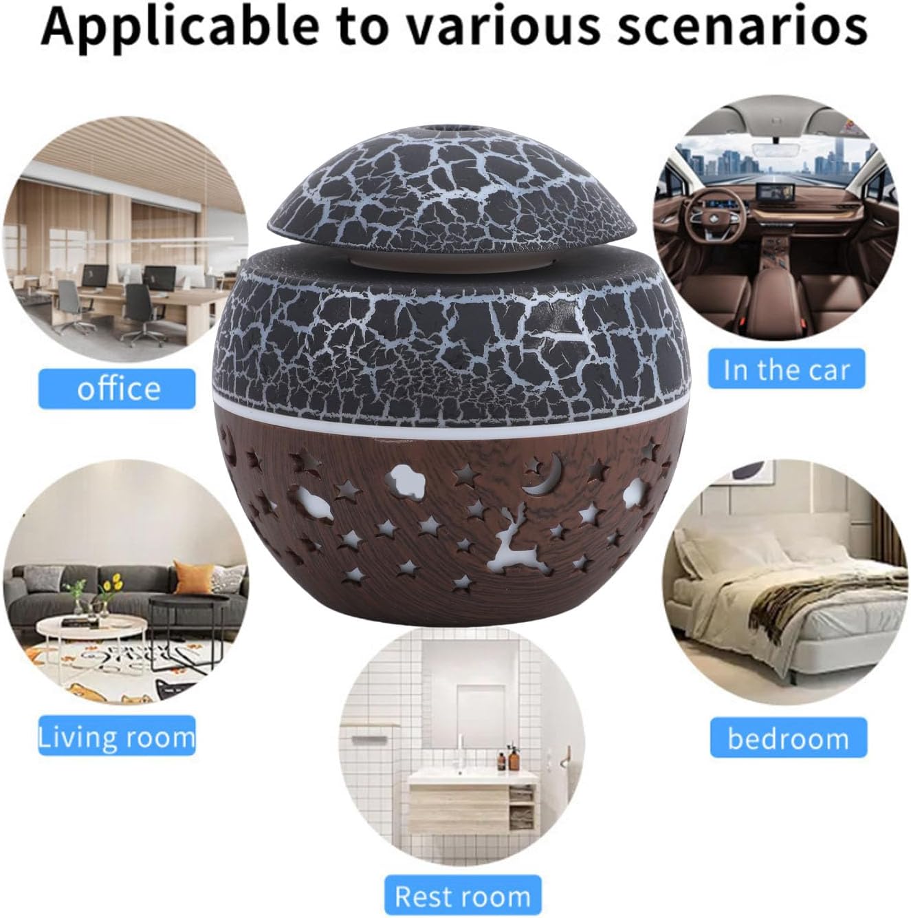 Essential Oil Diffuser, 100ml Portable Mini Air Humidifier, Colorful LED Lights Aromatherapy Diffuser, for Car, Office Desk, Home