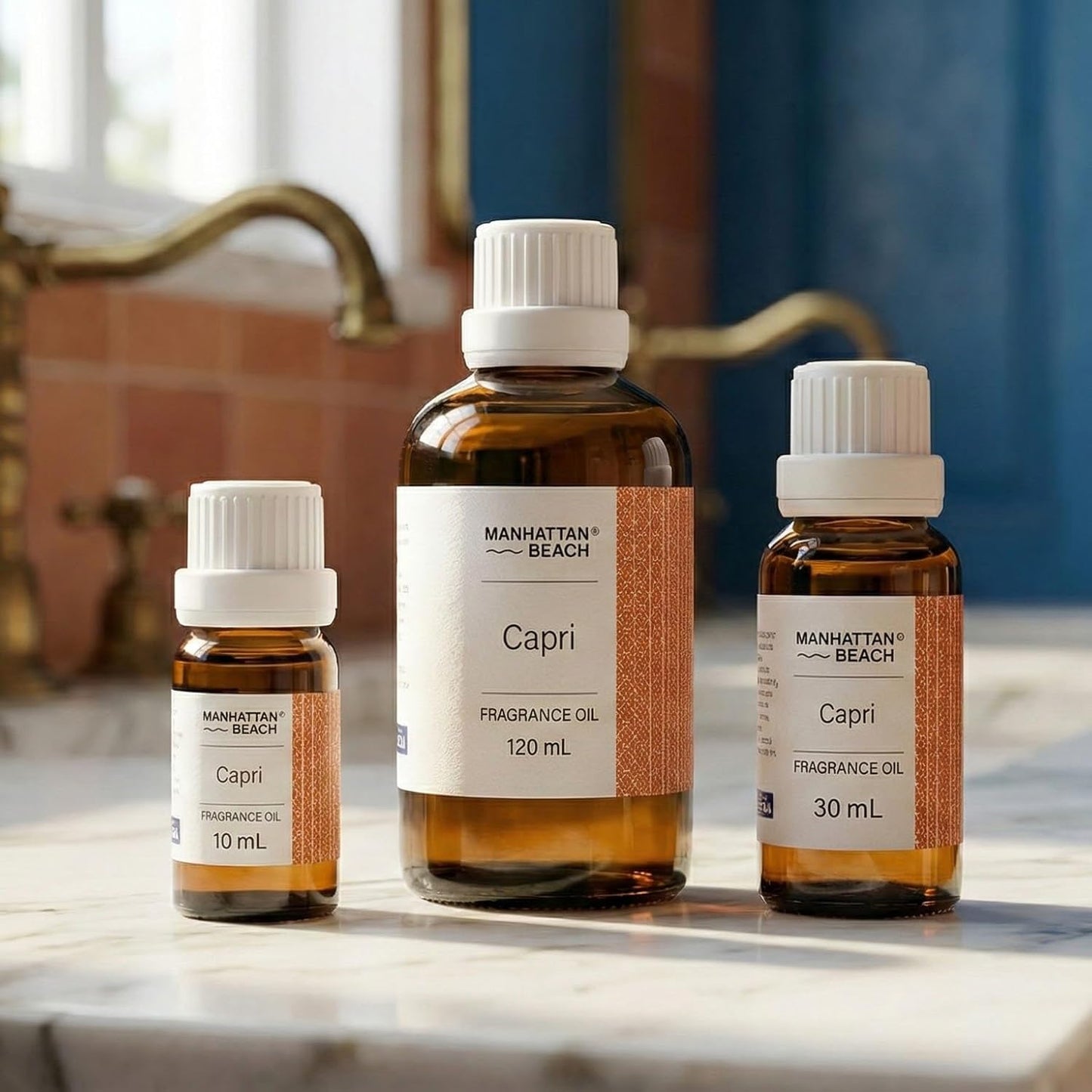 Manhattan Beach – Capri, Diffuser Oil Volcano-Inspired - Fragrance Oil for Ultrasonic and Waterless Diffusers and Crafting - 10 mL, 0.34 fl oz Glass Bottle