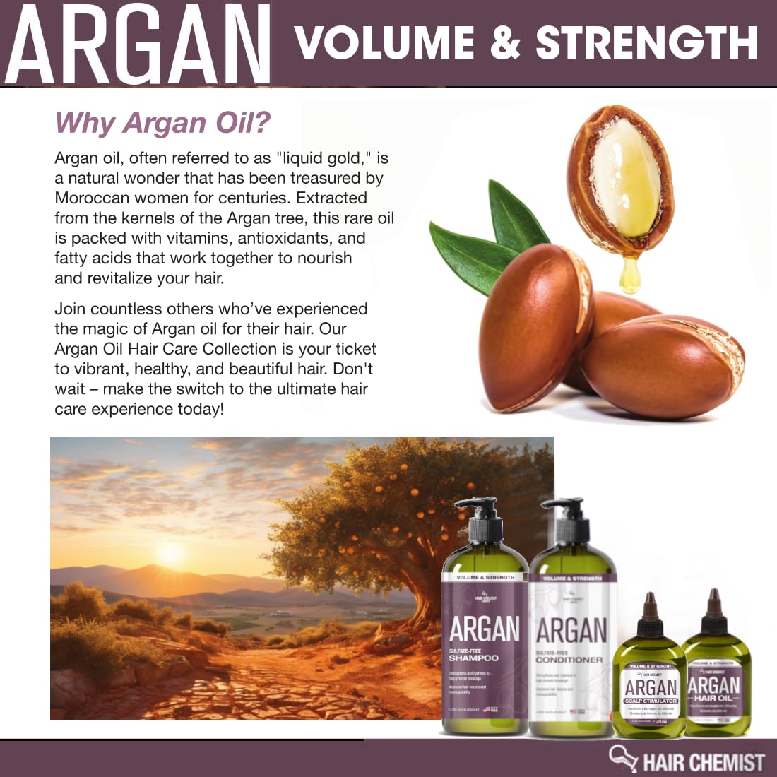 Hair Chemist Volume and Strength Hair Oil - Argan Oil 7.1 oz.