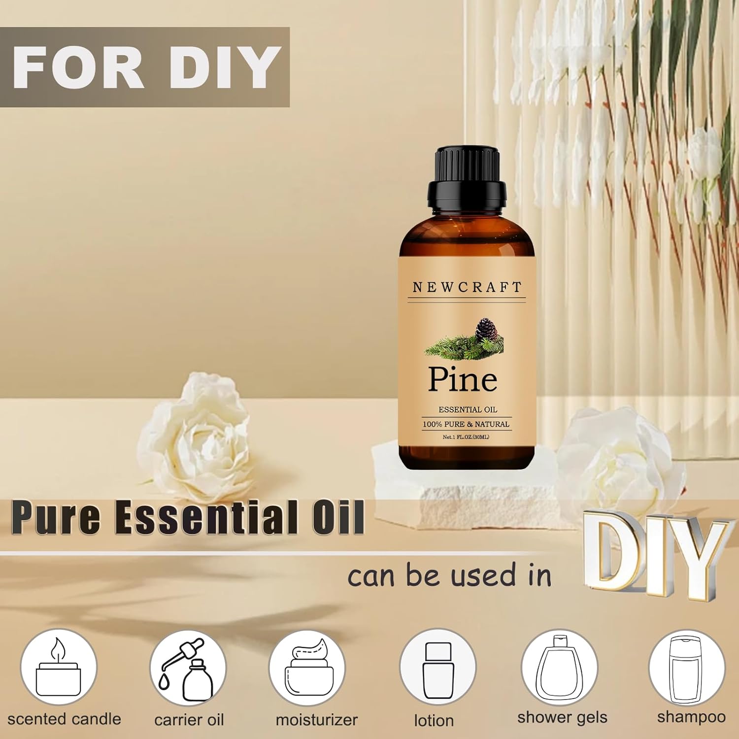 Pine Essential Oils, 100% Pure and Natural Essential Oil for Aromatherapy Diffuser - Pine/1 Fl Oz