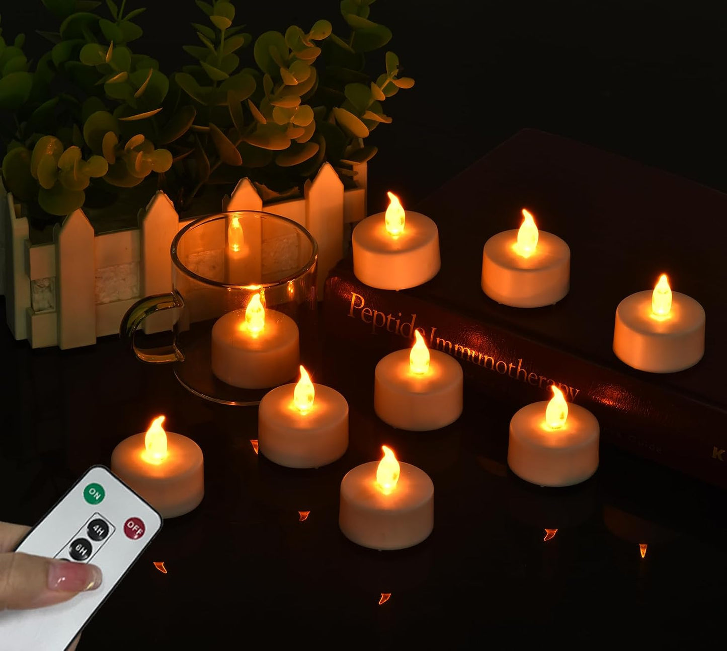 5Pack Flameless LED Tea Light Candles with Remote Control, Realistic and Bright Flickering Long Lasting 400 Hours, Decorative for Wedding Party Home Decoration Christmas Halloween WarmYellow