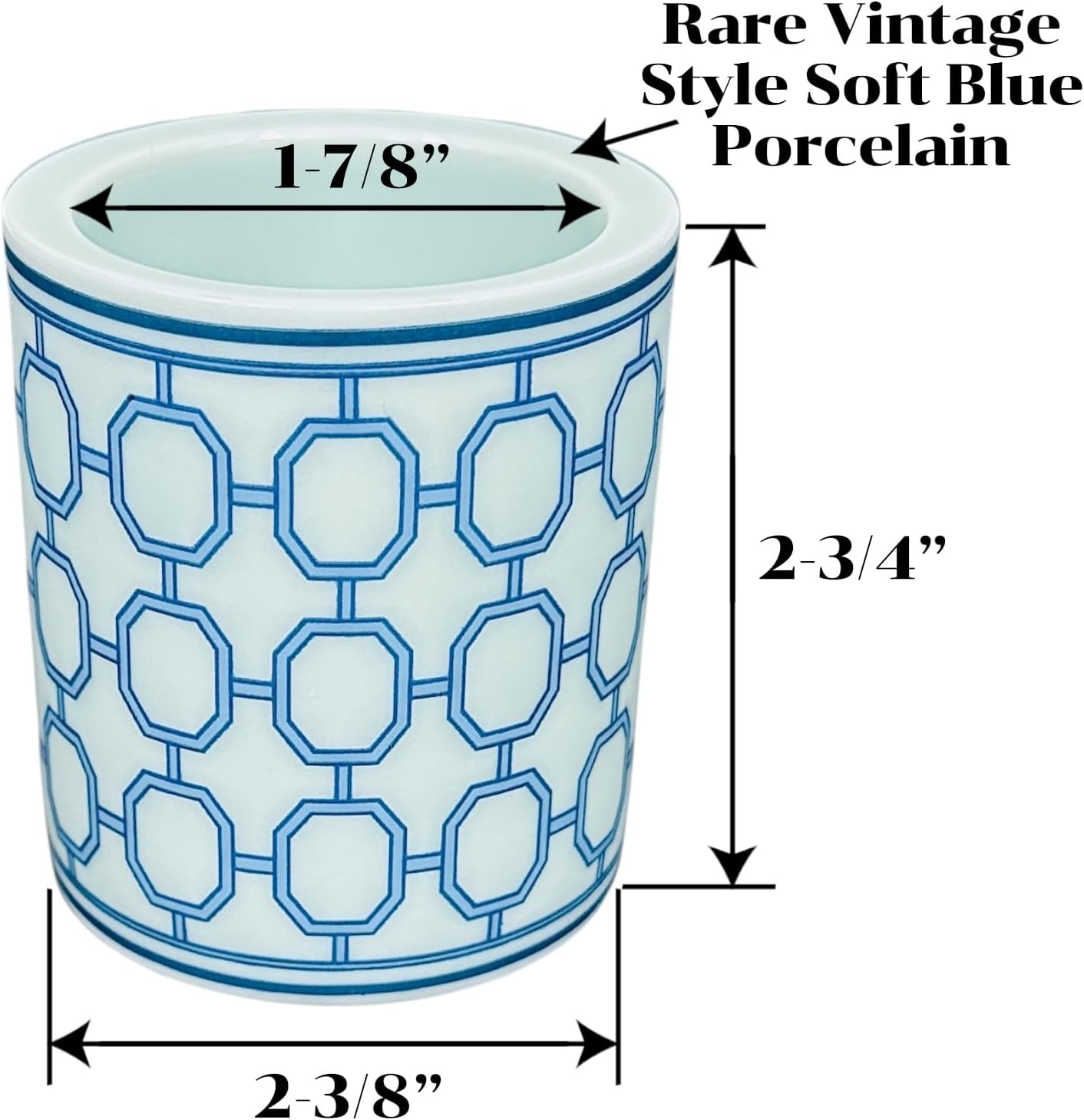 Hapton House Chinoiserie Long Match Holder with Striker – Tall Design for 3", 4", 5" Matches – Rare Vintage Style Soft Blue Porcelain with Cobalt Chinoiserie Patterns – MATCHES NOT INCLUDED (Style A)