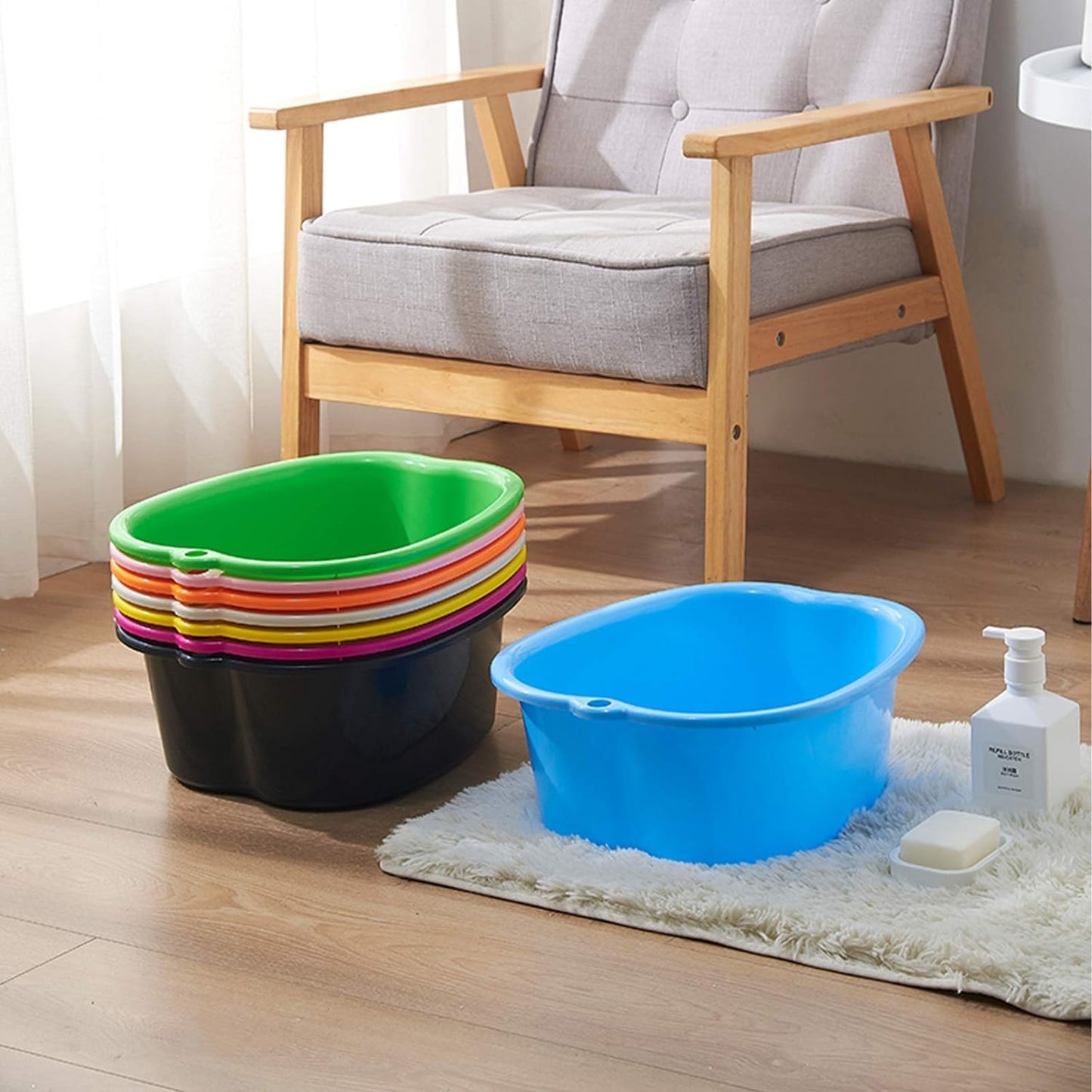 AXLOFO® Foot Soaking Bath Basin, Large Plastic Foot Soaking Tub, Feet Massage Feet Bath Bucket, Great for Getting the Dead/Old Skin Off Your Foots (blackbasin)