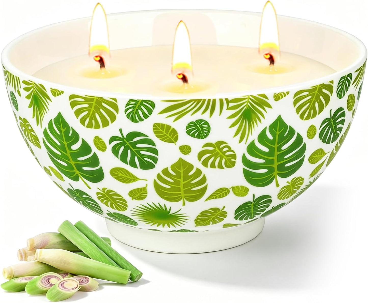 Citronella Candles Outdoor, 3 Wick Citronella Candles for Patio Natural Soy Wax with Essential Oil, Indoor and Outdoor Candle for Backyard, Garden, Camping, Balcony, and Summer Party, Ceramic Jar