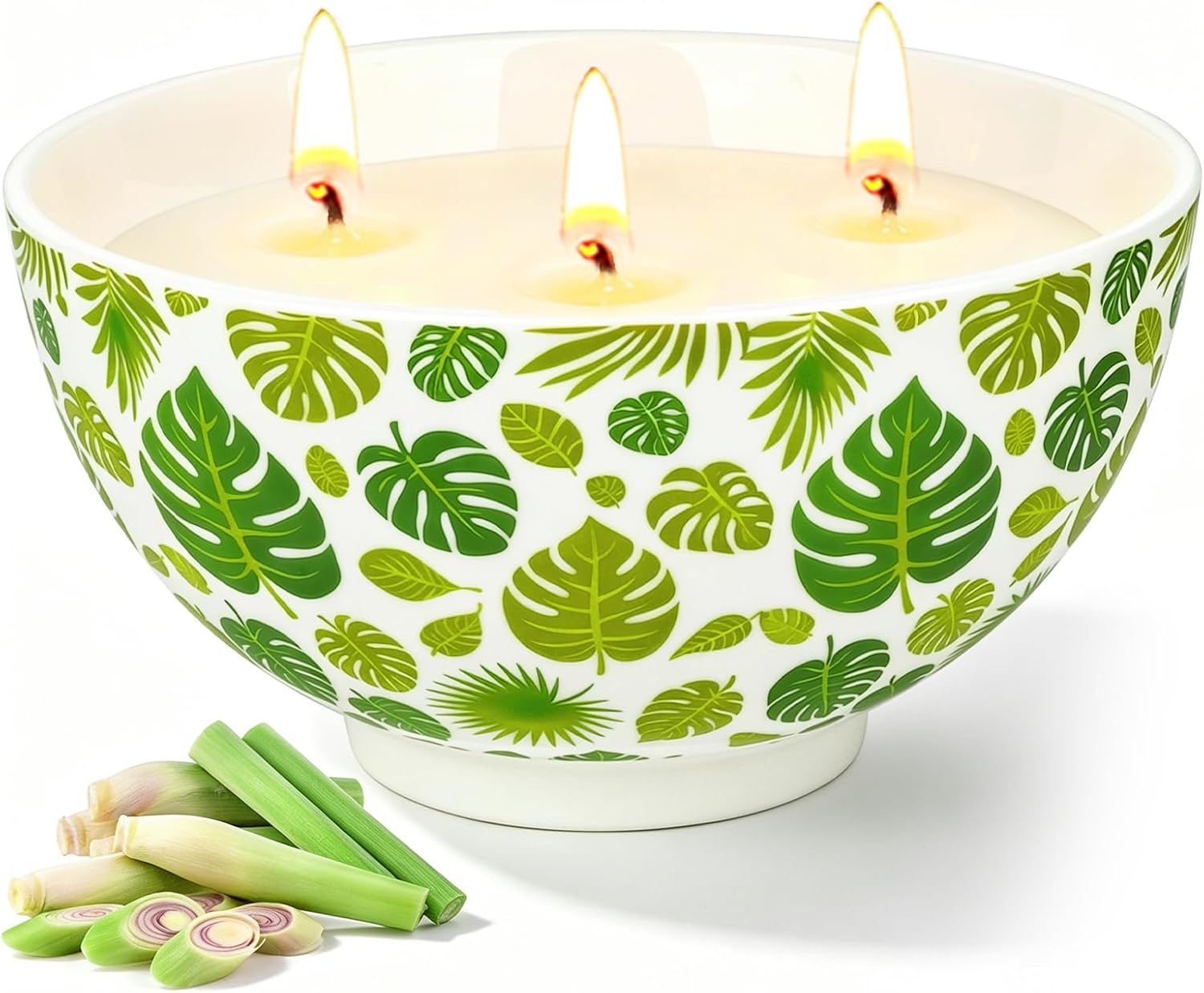 Citronella Candles Outdoor, 3 Wick Citronella Candles for Patio Natural Soy Wax with Essential Oil, Indoor and Outdoor Candle for Backyard, Garden, Camping, Balcony, and Summer Party, Ceramic Jar