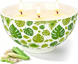 Citronella Candles Outdoor, 3 Wick Citronella Candles for Patio Natural Soy Wax with Essential Oil, Indoor and Outdoor Candle for Backyard, Garden, Camping, Balcony, and Summer Party, Ceramic Jar