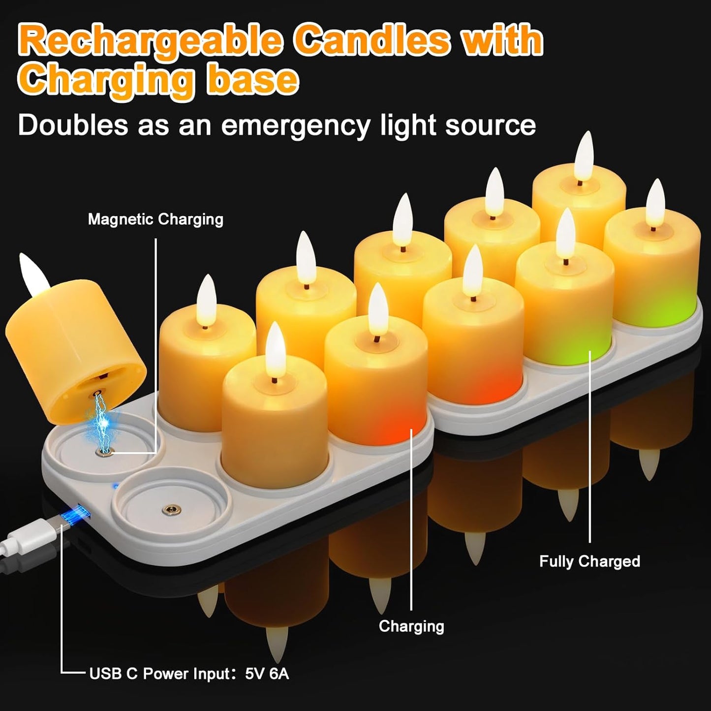 SUPERSUN Rechargeable Flameless Candles with Remote Timer & Magnetic Charging Base, 12 Pack LED Tea Lights Candles Battery Operated,Small Votive Candles for Christmas, Halloween, Wedding, Home Decor