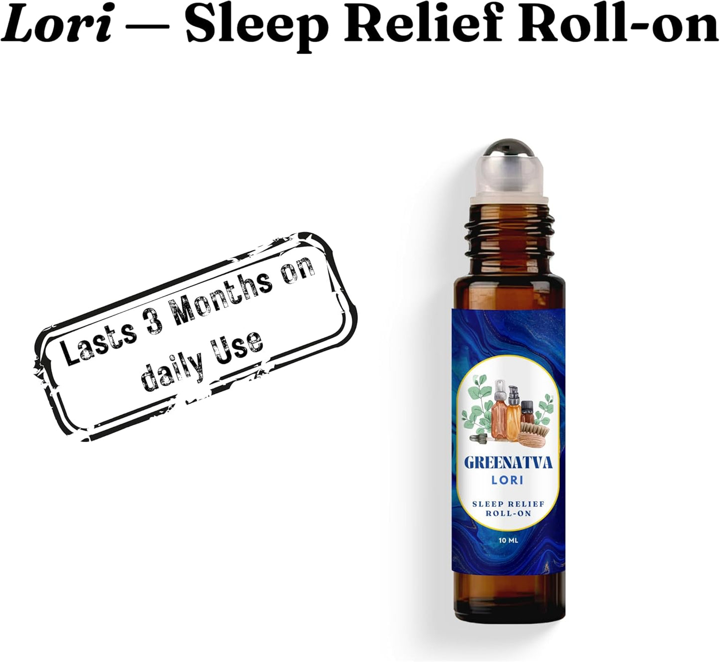 Lori by Greenatva - Natural Sleep Essential Oil Roll On - 10ml (.33 fl oz), Blend with Lavender, Eucalyptus, Chamomile 100% Pure Aromatherapy Oils, Easy to Use Roller Ball