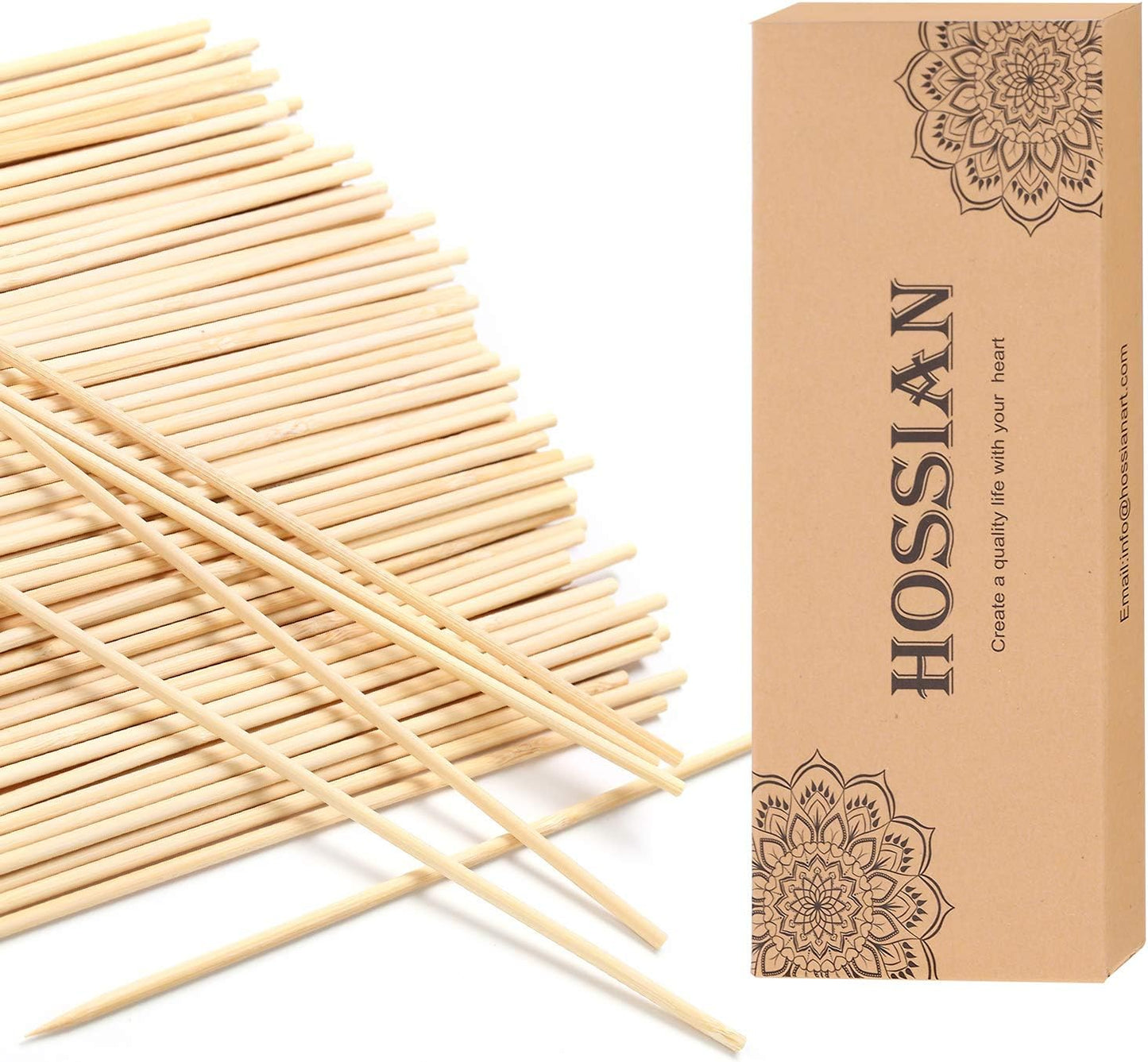 HOSSIAN 100PCS Reed Diffuser Sticks-Natural Rattan Sticks Reed diffusers-Diffuser Replacement Sticks for Aroma Fragrance Reeds for Essential Oil diffusers Refills (7"*3mm Primary Color)