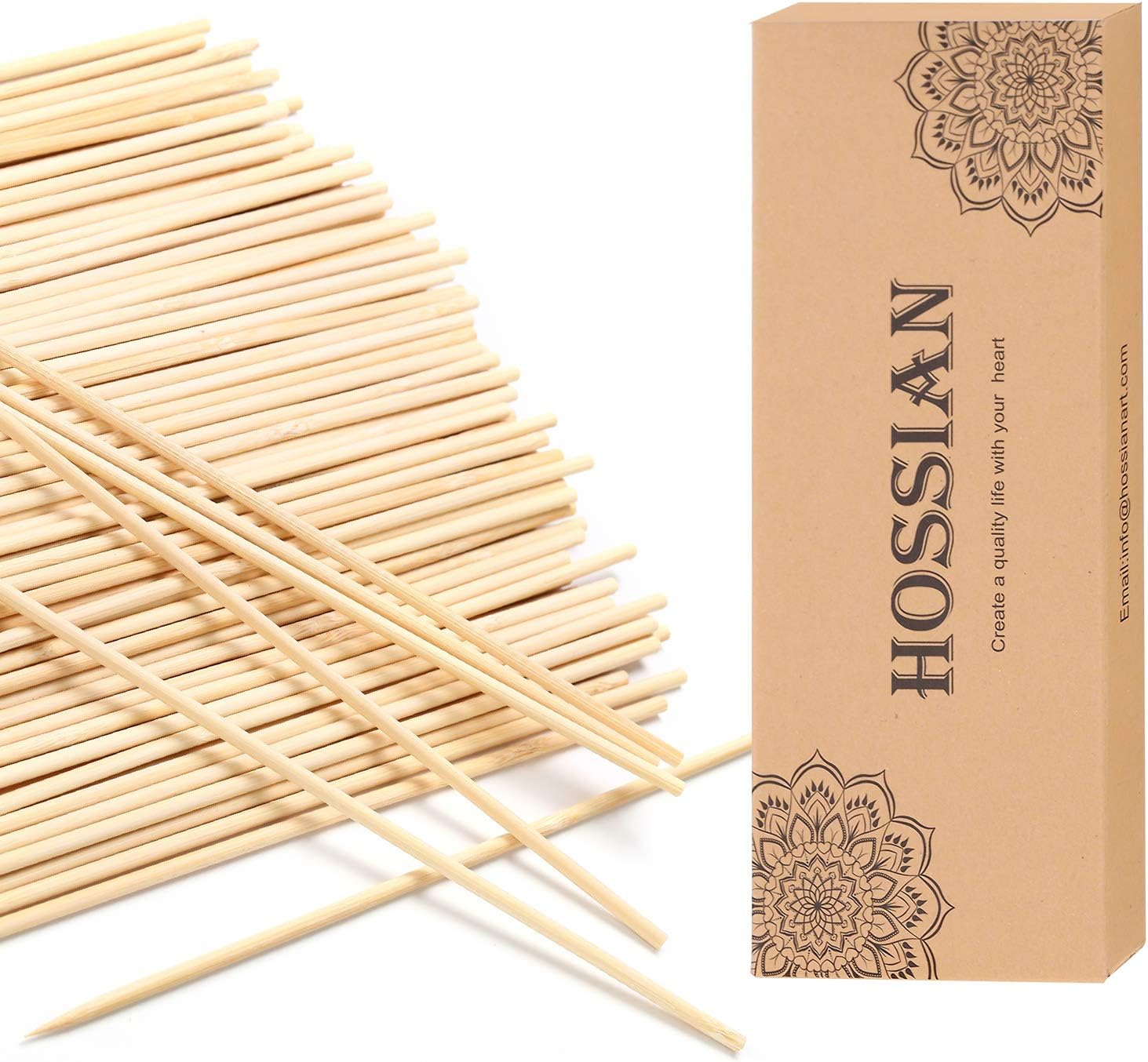 HOSSIAN 100PCS Reed Diffuser Sticks-Natural Rattan Sticks Reed diffusers-Diffuser Replacement Sticks for Aroma Fragrance Reeds for Essential Oil diffusers Refills (7"*3mm Primary Color)