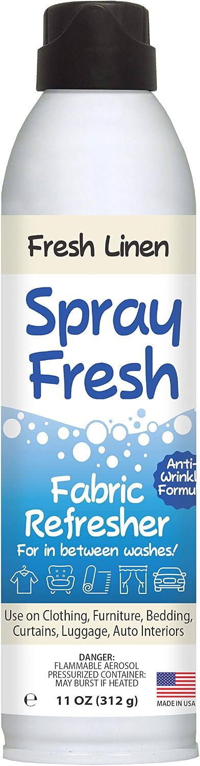Spray Fresh Fabric Refresher, Linen, 22 oz — Deodorizer and Freshener for Clothing, Bedding, and Furniture