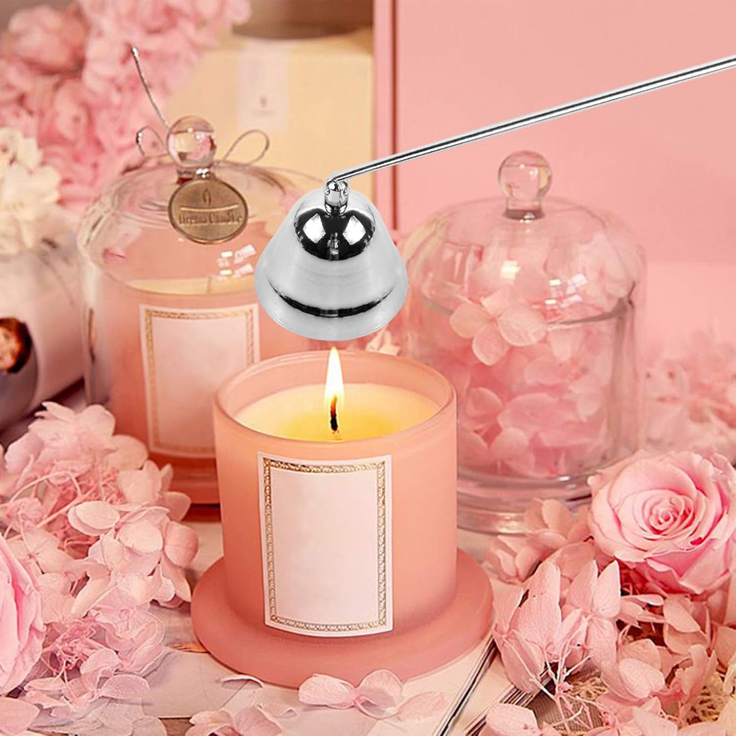 3 in 1 Candle Accessory Set Included Stainless Steel Candle Wick Trimmer,Candle Snuffer,Candle Wick Dipper, Candle Cutter Tool Kit, Silver - 3 Pcs Set