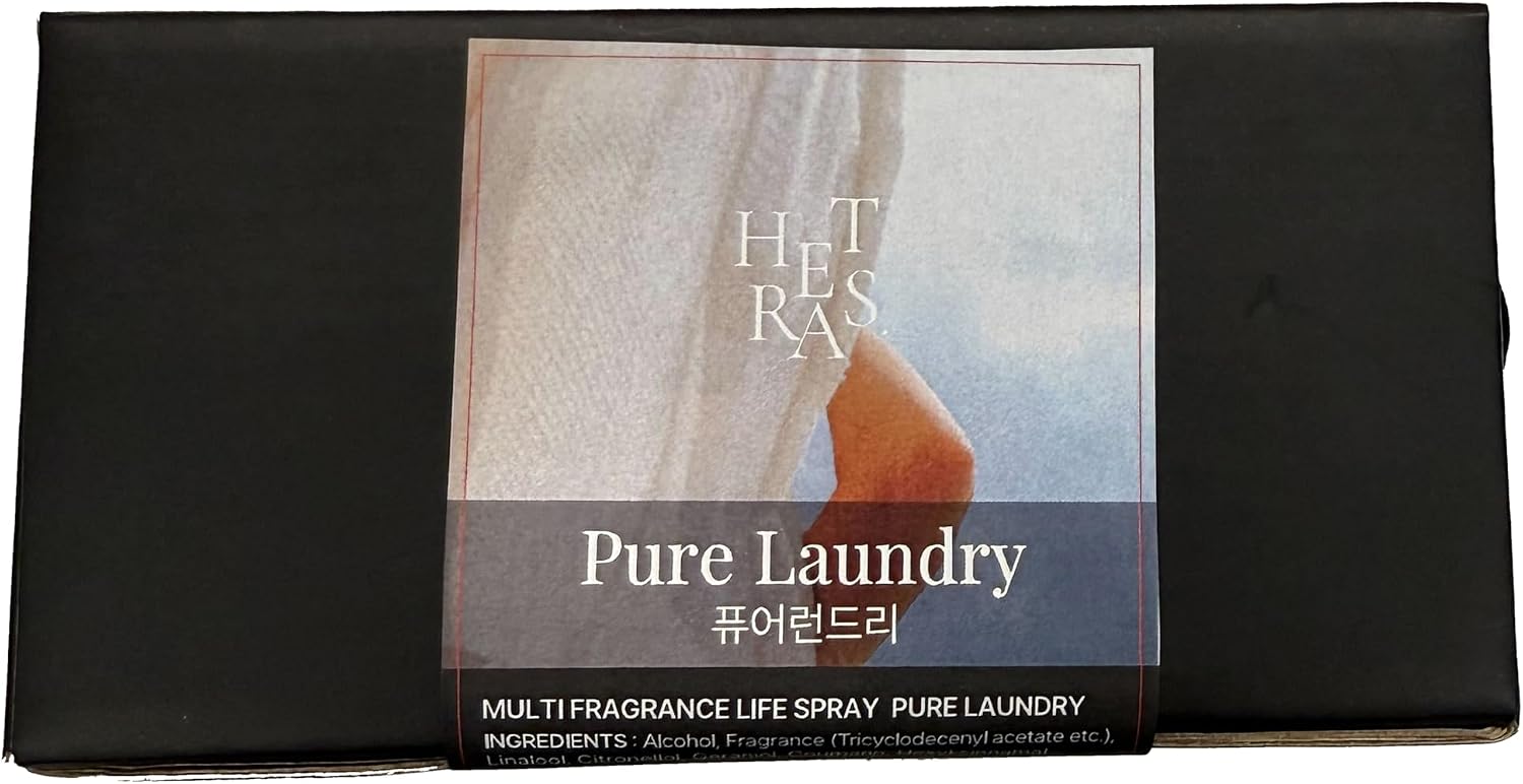 hetras Multi Fragrance Life Spray (Pure Laundry Scent) – Non-Aerosol Room & Fabric Deodorizer | Large Capacity 10.14 fl.oz x 2-Pack | Fresh Cotton & Warm Linen Aroma Infused with Essential Oils