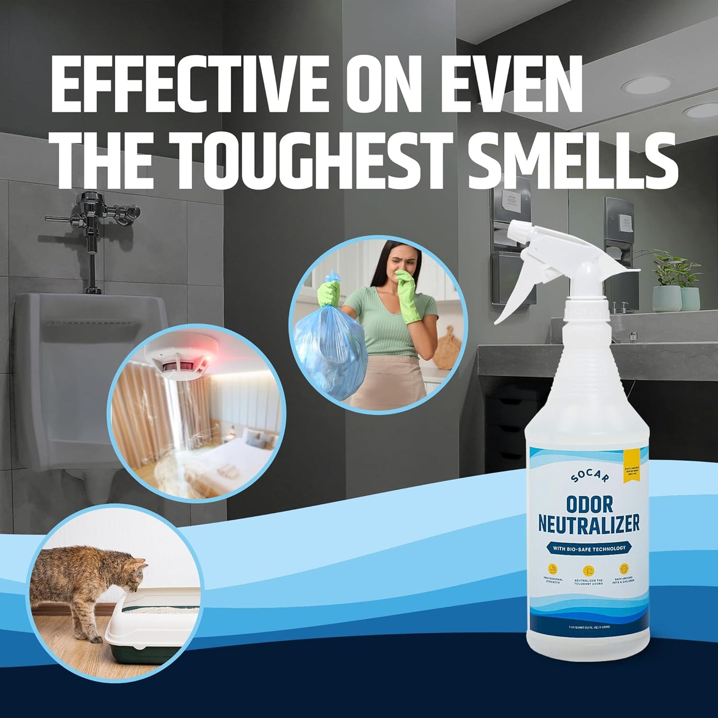 SOCAR CHEMICAL - Odor Neutralizer Eliminates odors for Home, Office, Gym, Car. Eliminates Unwanted Smells from Pets, Cooking, Sports Gear, Urine, Vomit & Unwanted, Strong Odor 32oz Liquid Spray